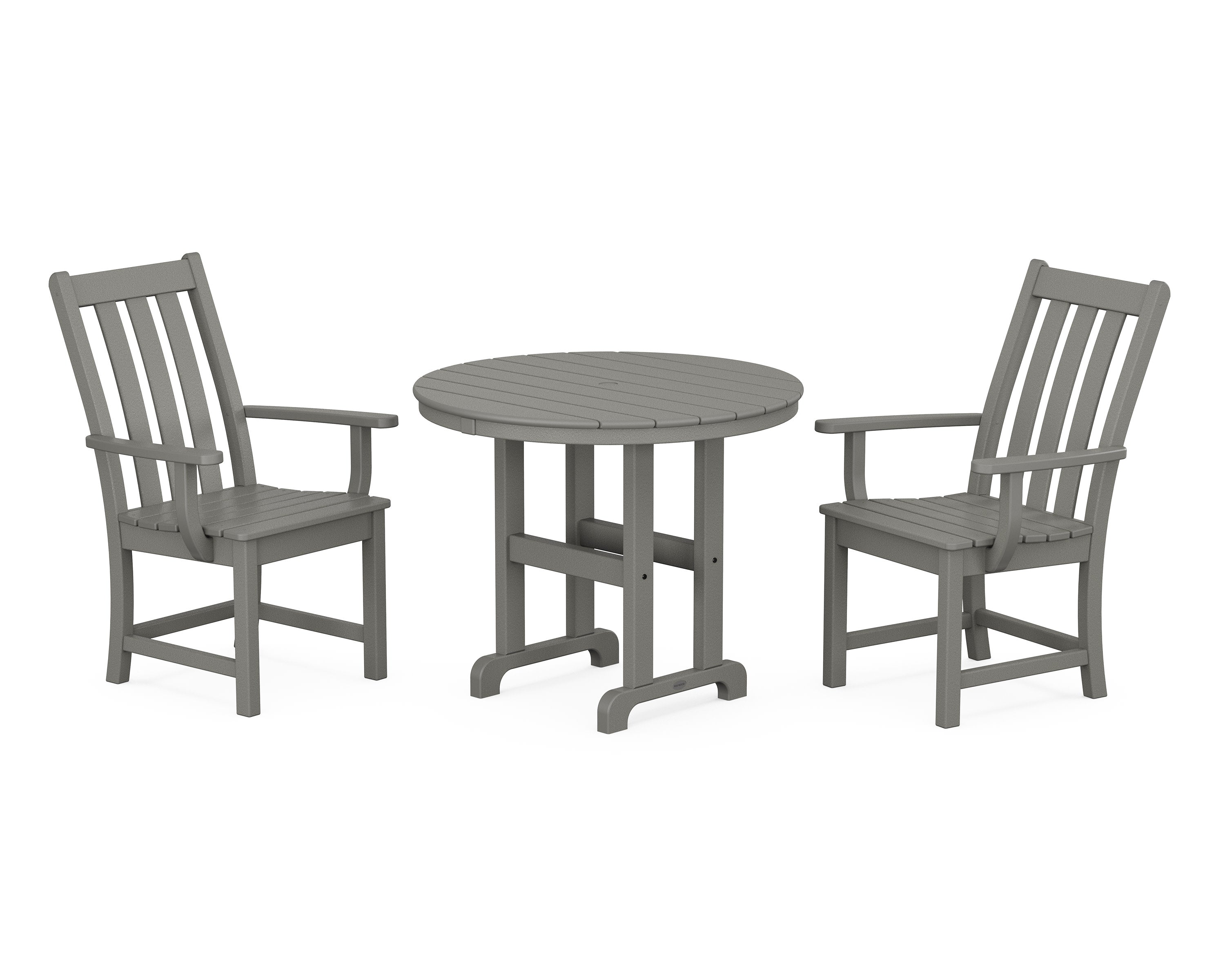 Vineyard 3-Piece Round Dining Set in Slate Grey