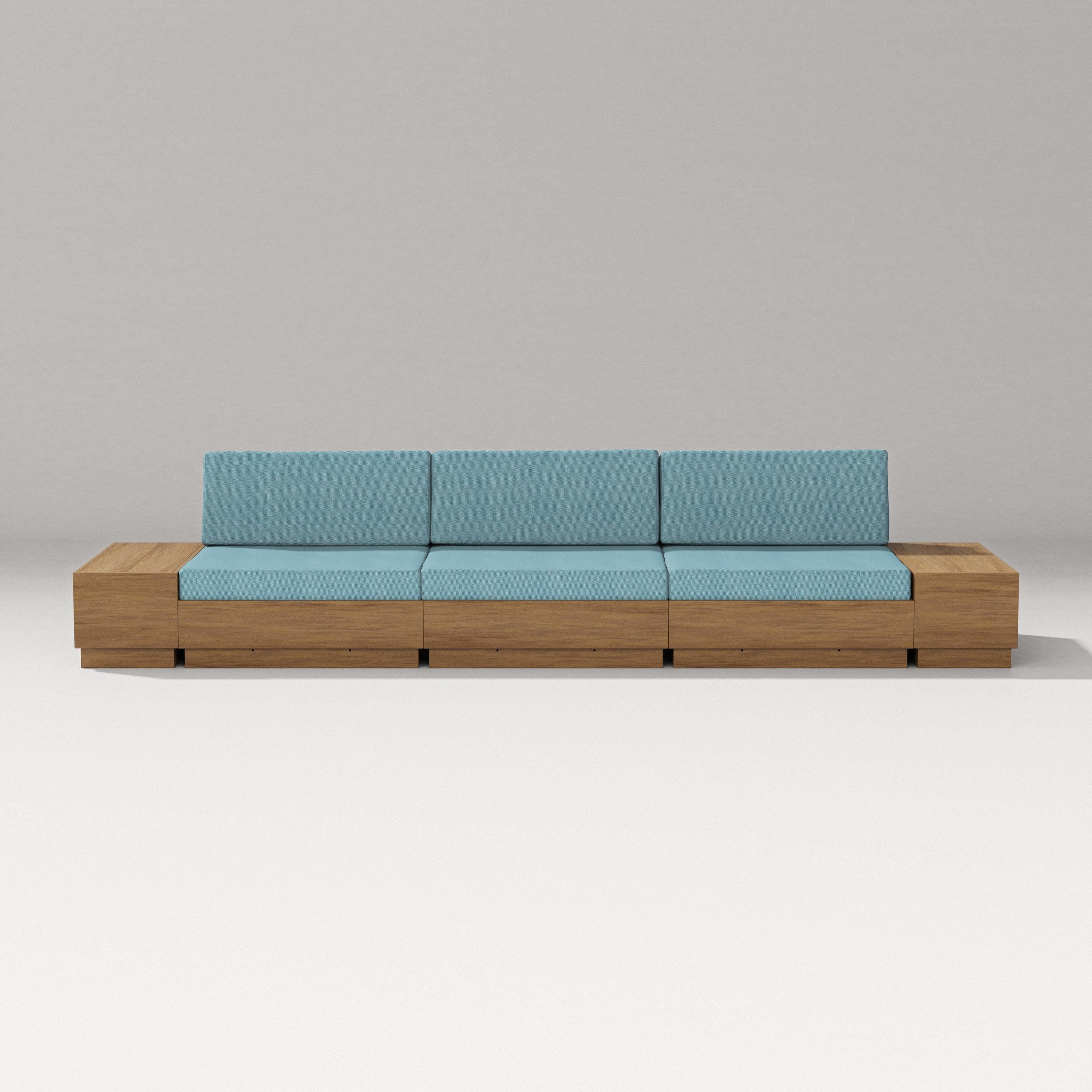Elevate Straight Sectional in Natural / Lattice Sky Blue