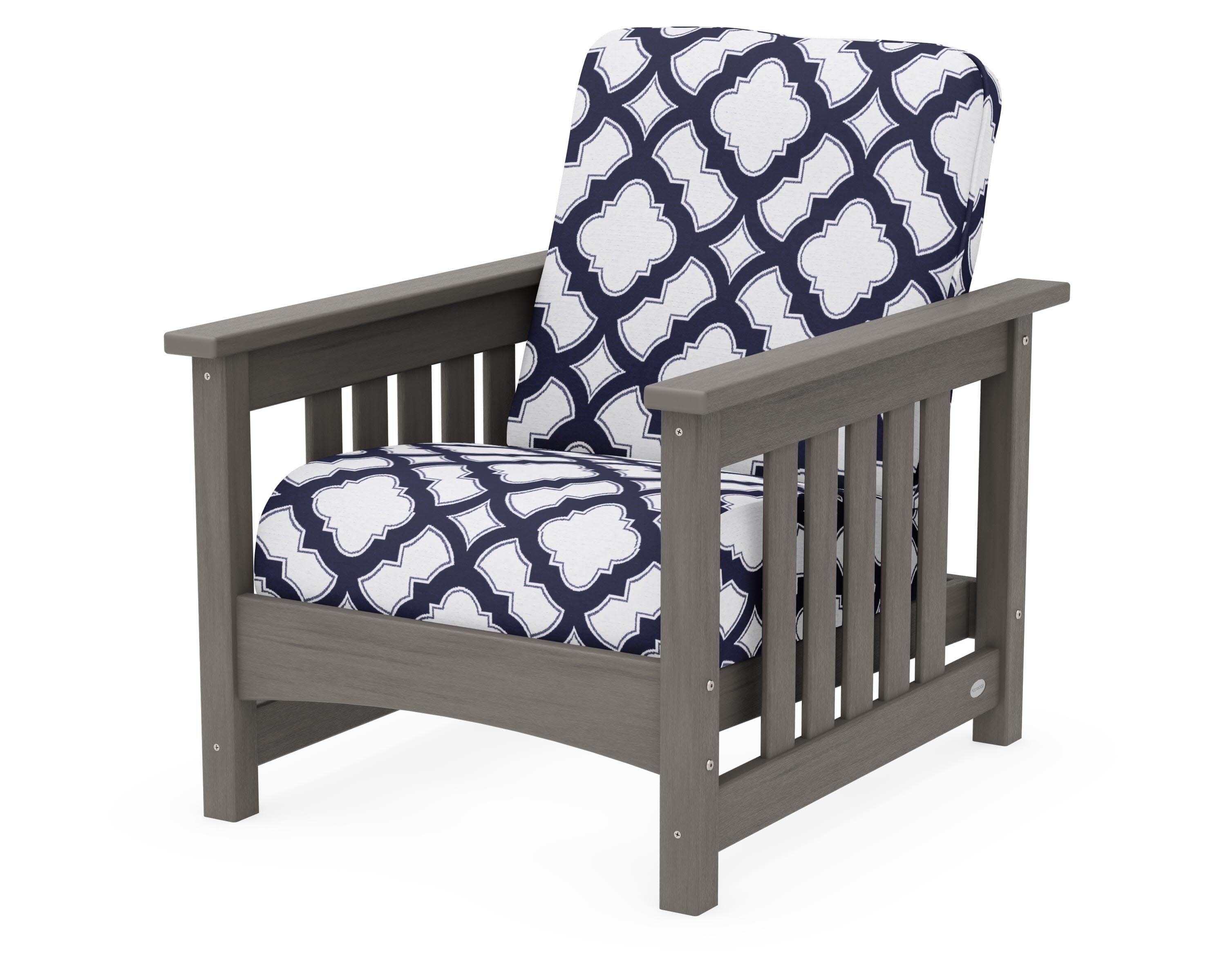 Club Mission Chair in Driftwood / Trellis Navy
