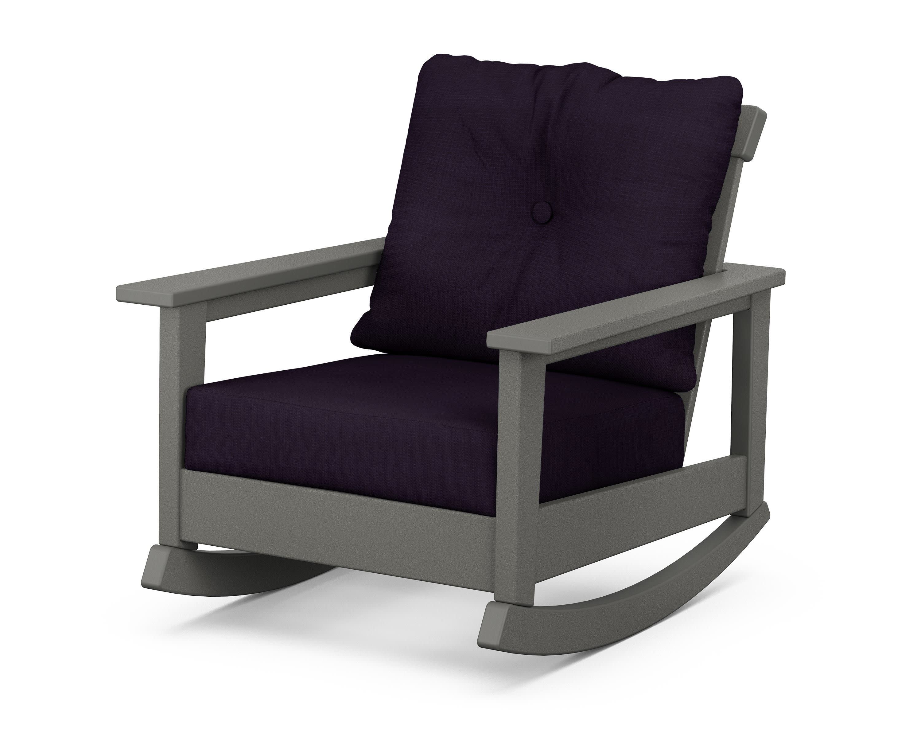 Prescott Deep Seating Rocking Chair in Slate Grey / Navy Linen