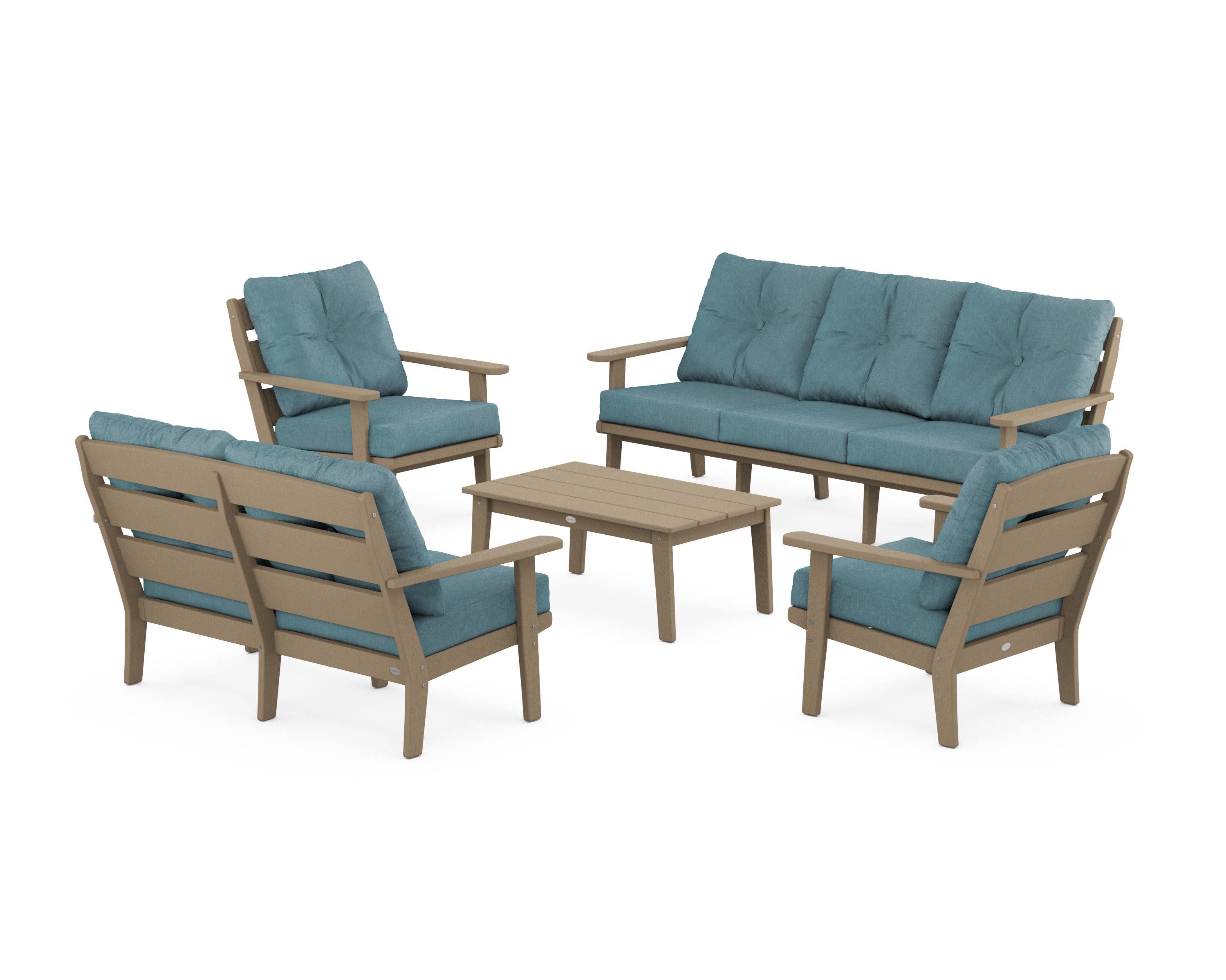 Lakeside 5-Piece Lounge Sofa Set in Vintage Sahara / Ocean Teal