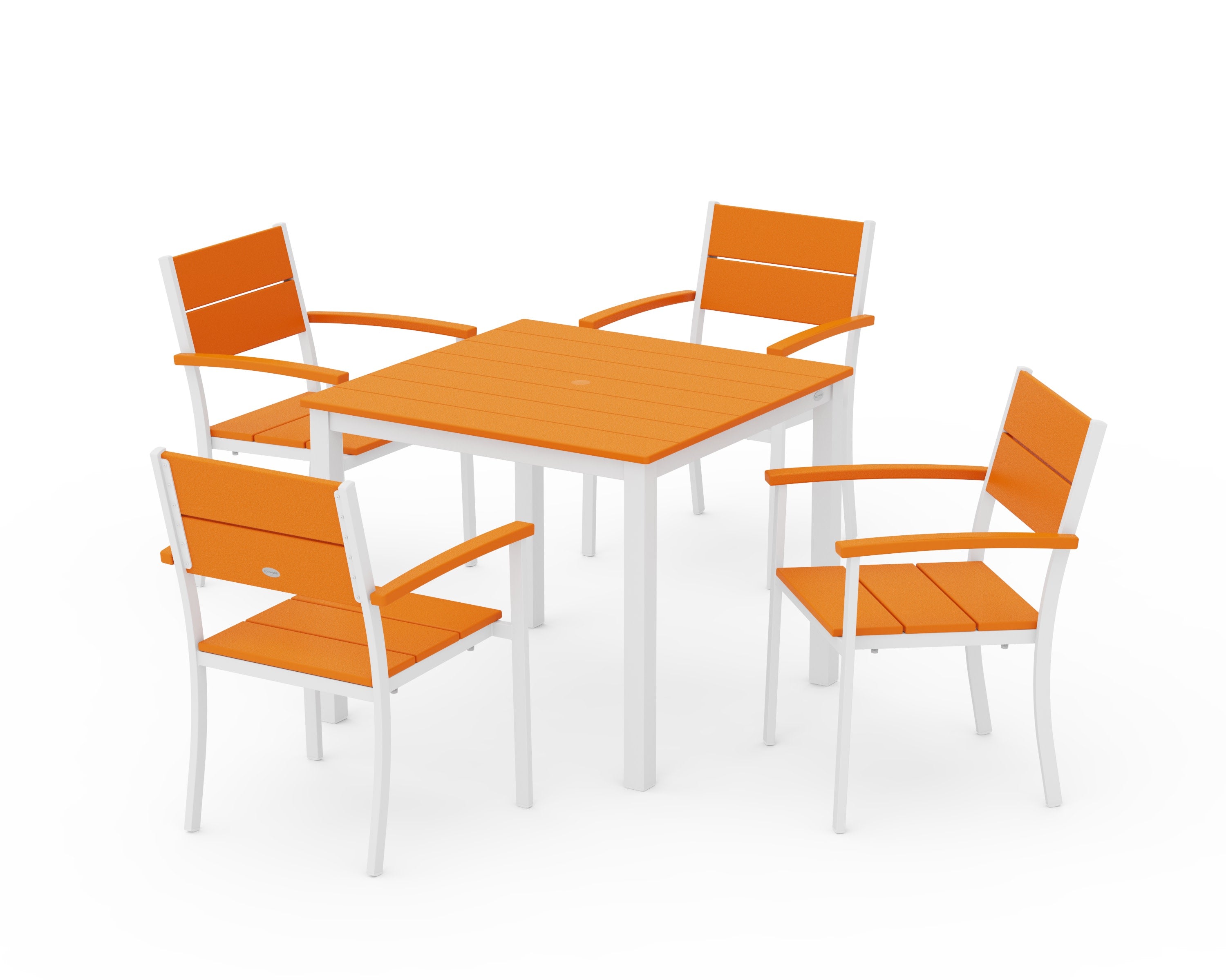 Main Street 5-Piece Dining Set in White / Tangerine