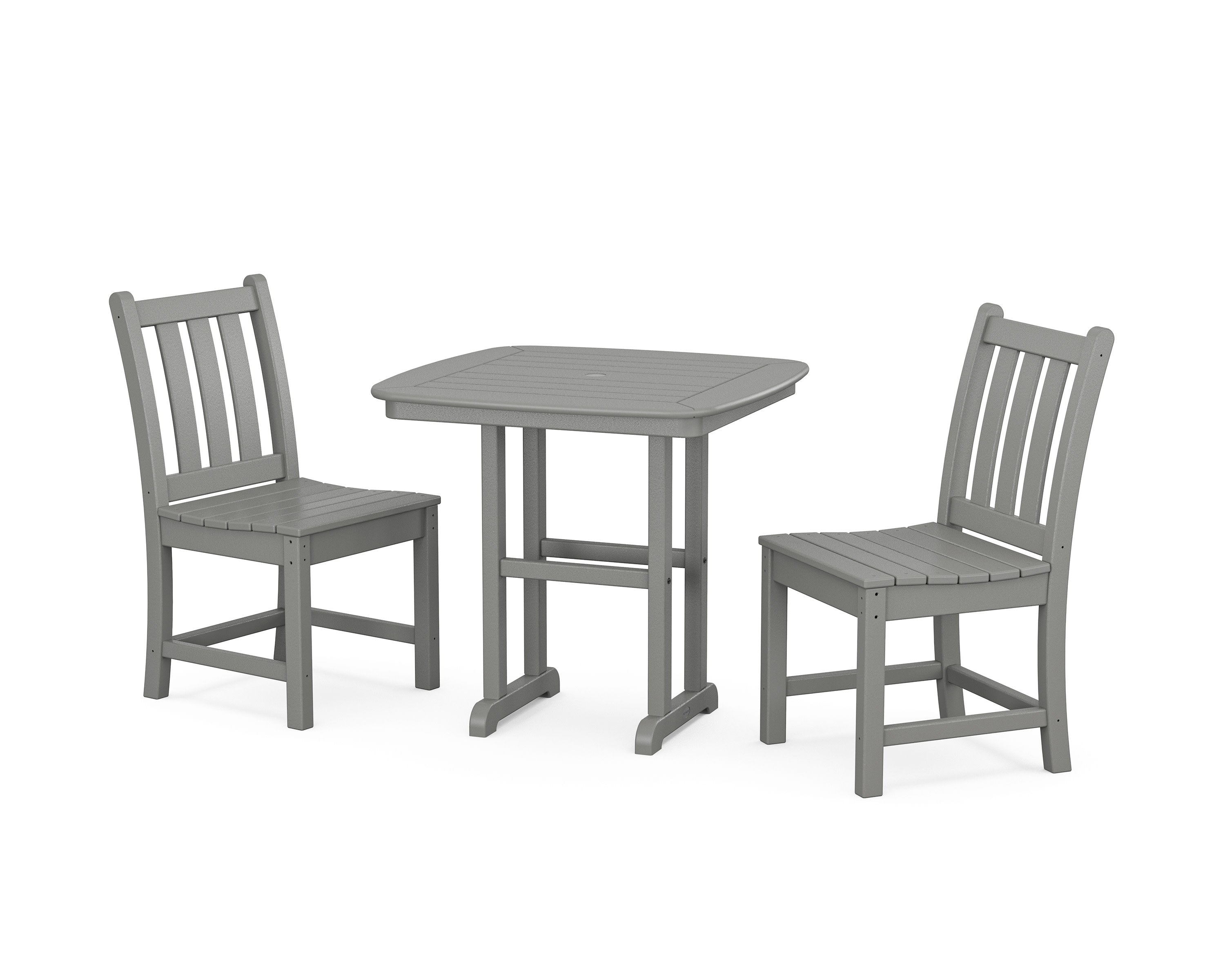 Traditional Garden Side Chair 3-Piece Dining Set in Slate Grey
