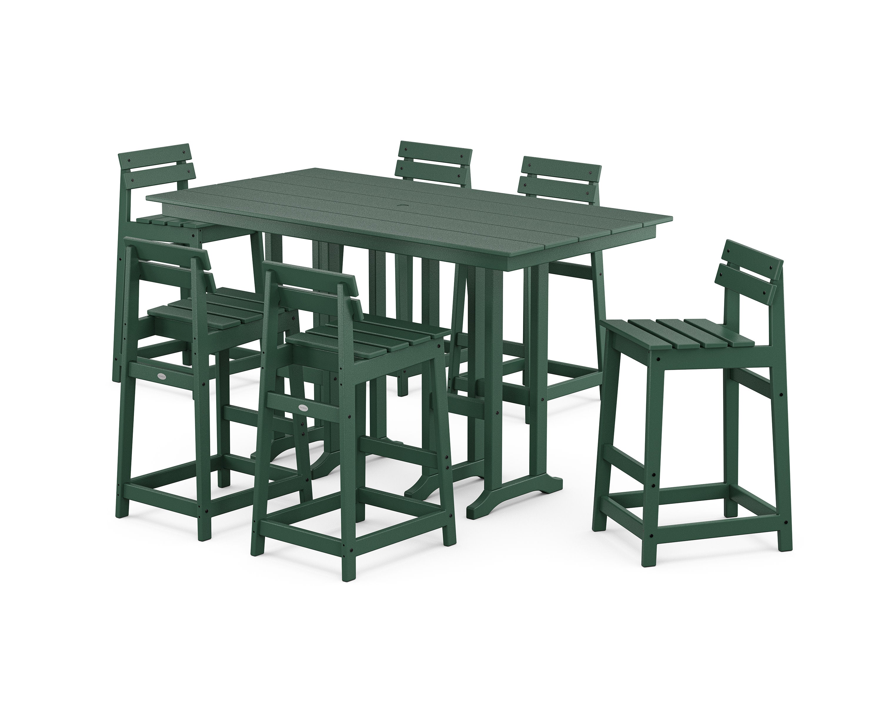 Modern Studio Plaza Lowback Bar Chair 7-Piece Set in Green