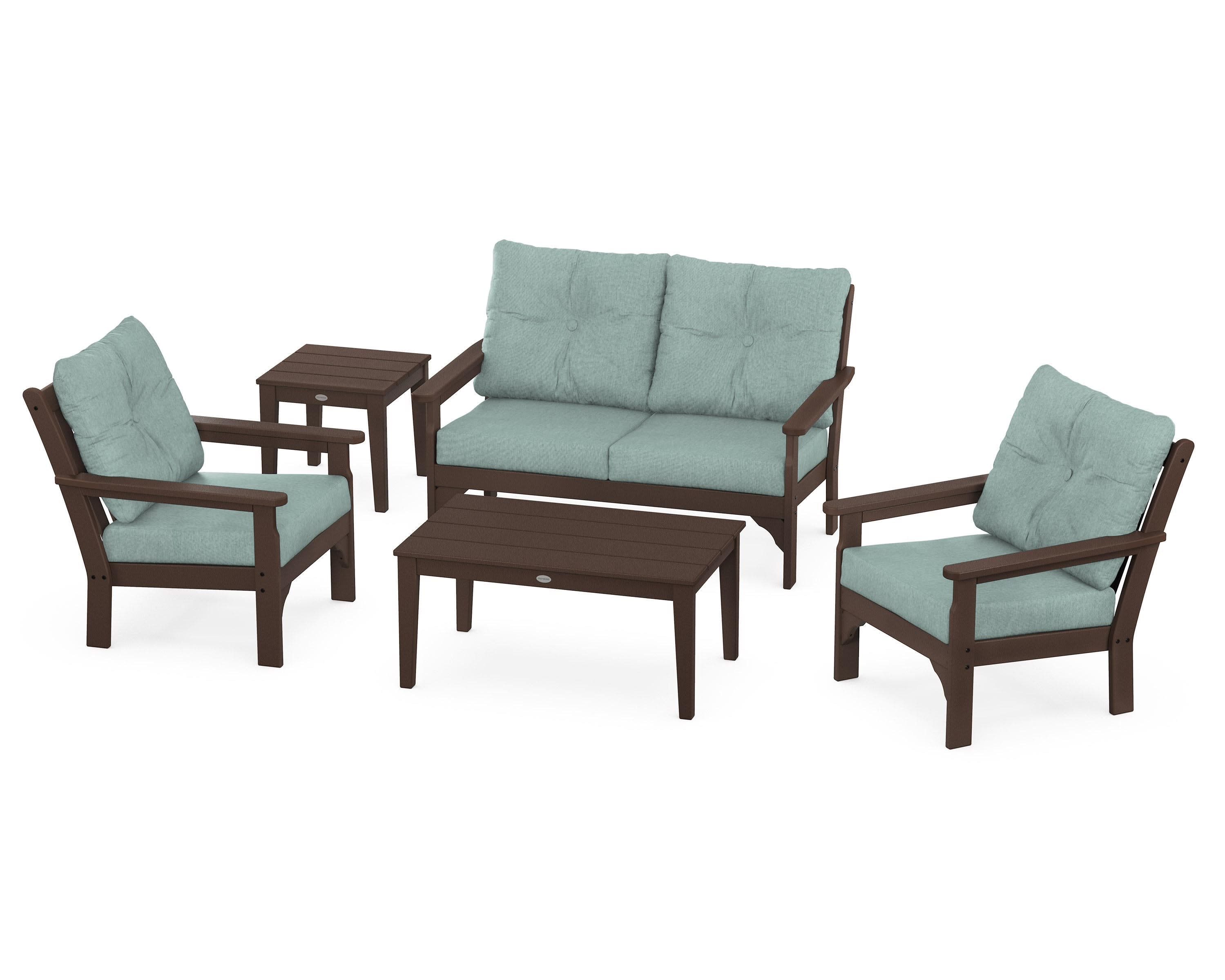 Vineyard 5-Piece Deep Seating Set in Mahogany / Glacier Spa
