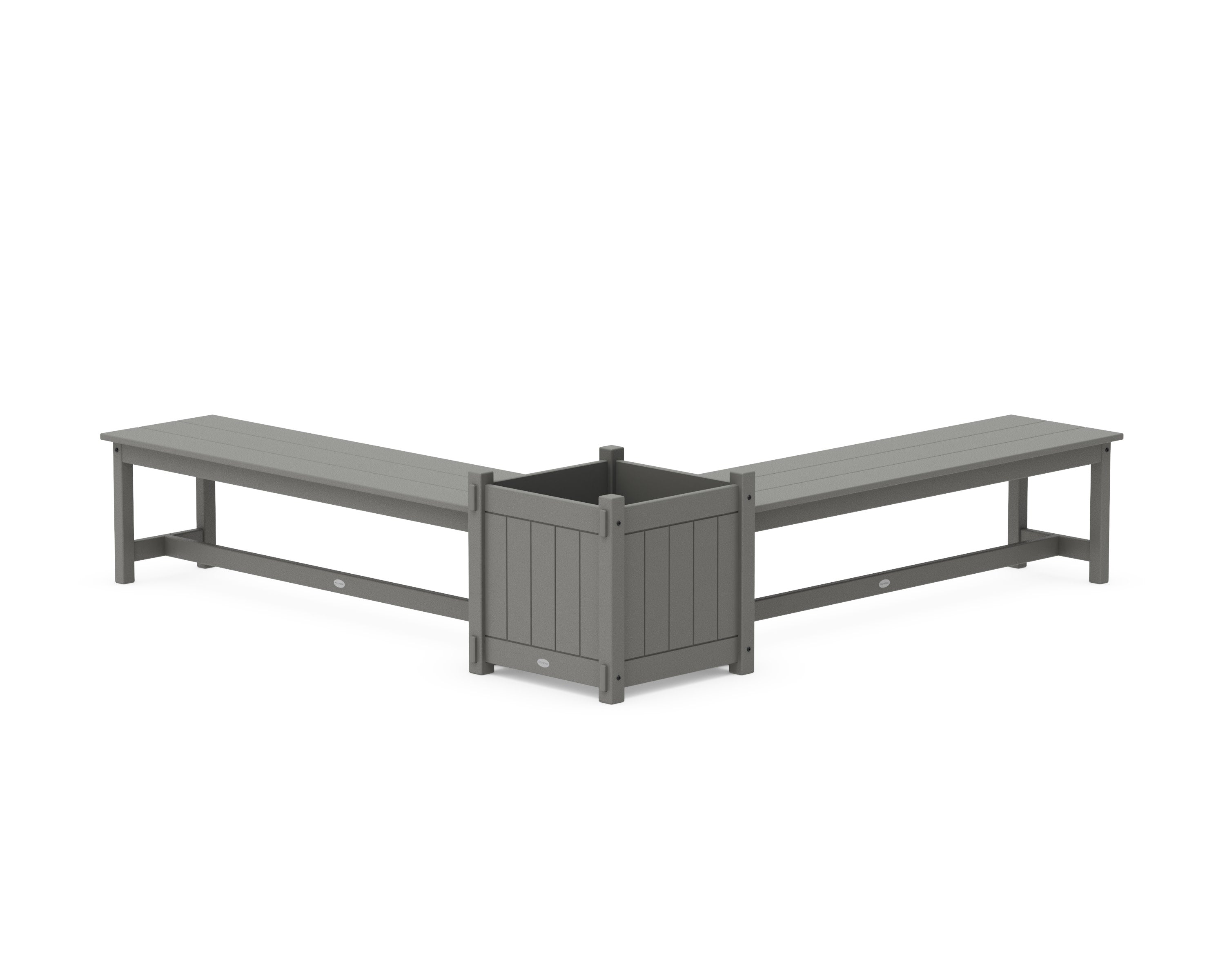 60" Vineyard L- Shaped Planter Bench Set- Large in Slate Grey
