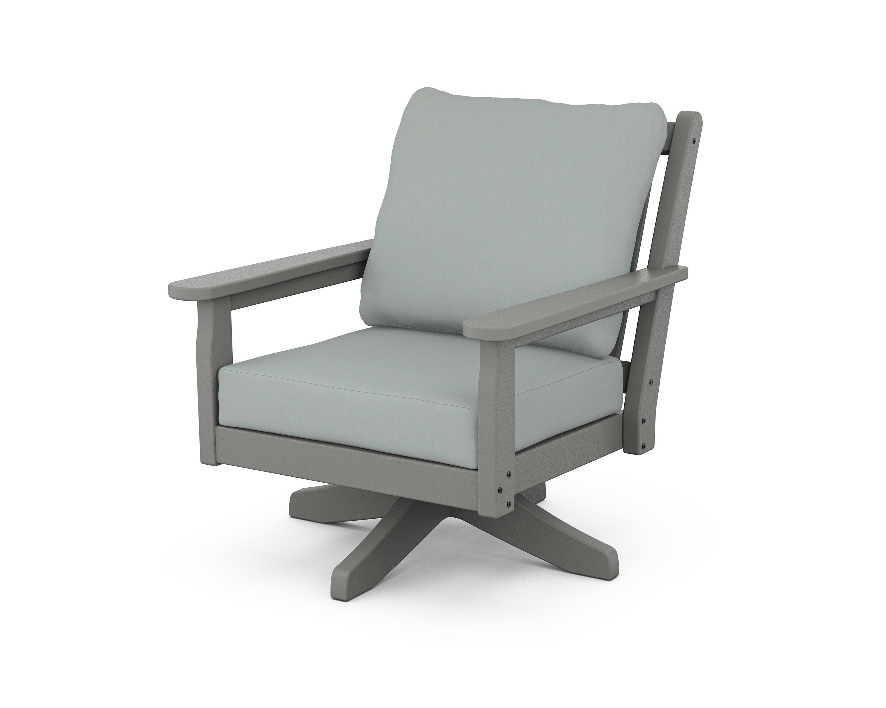 Chippendale Deep Seating Swivel Chair in Slate Grey / Spa