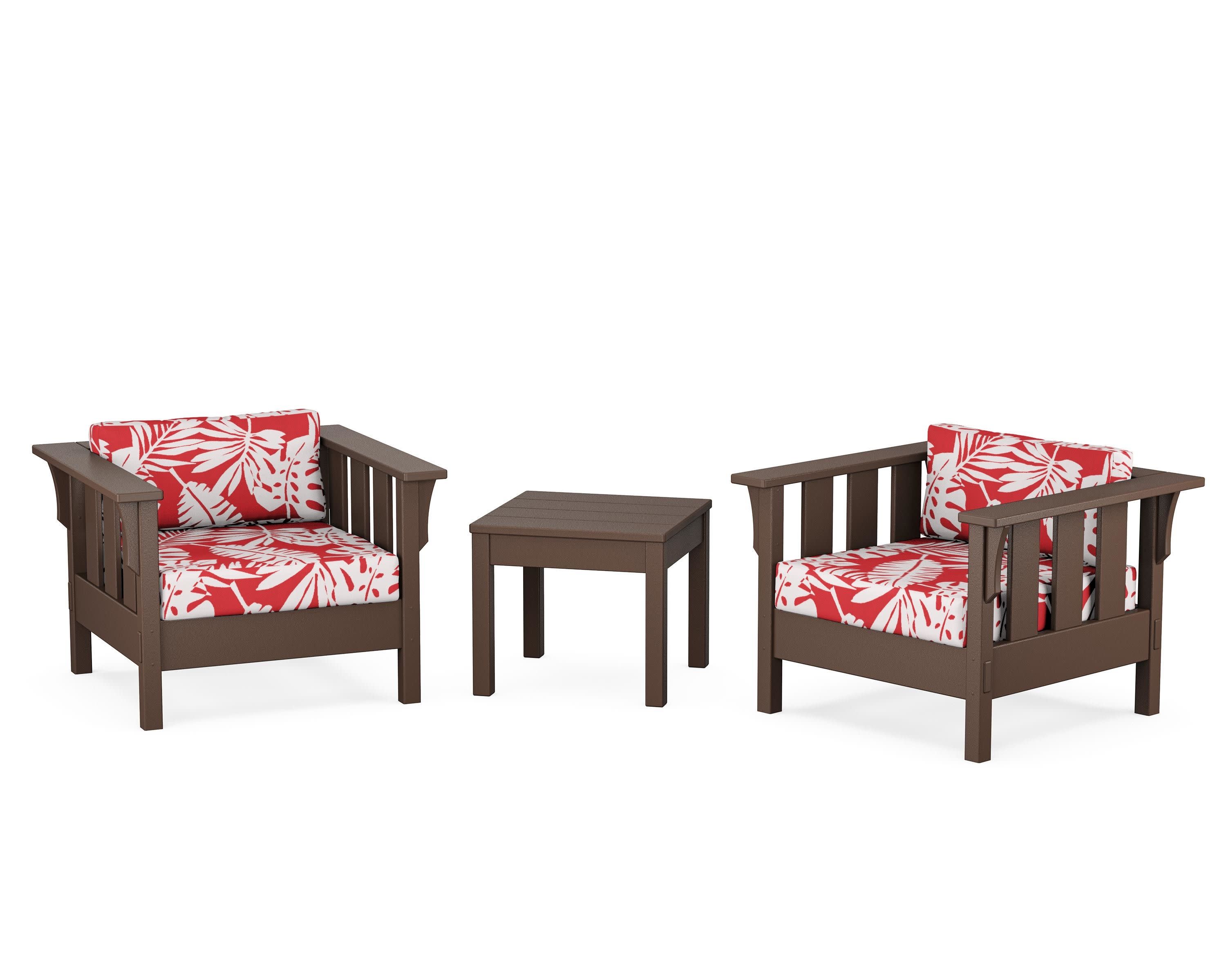 Acadia 3-Piece Deep Seating Set in Mahogany / Leaf Crimson
