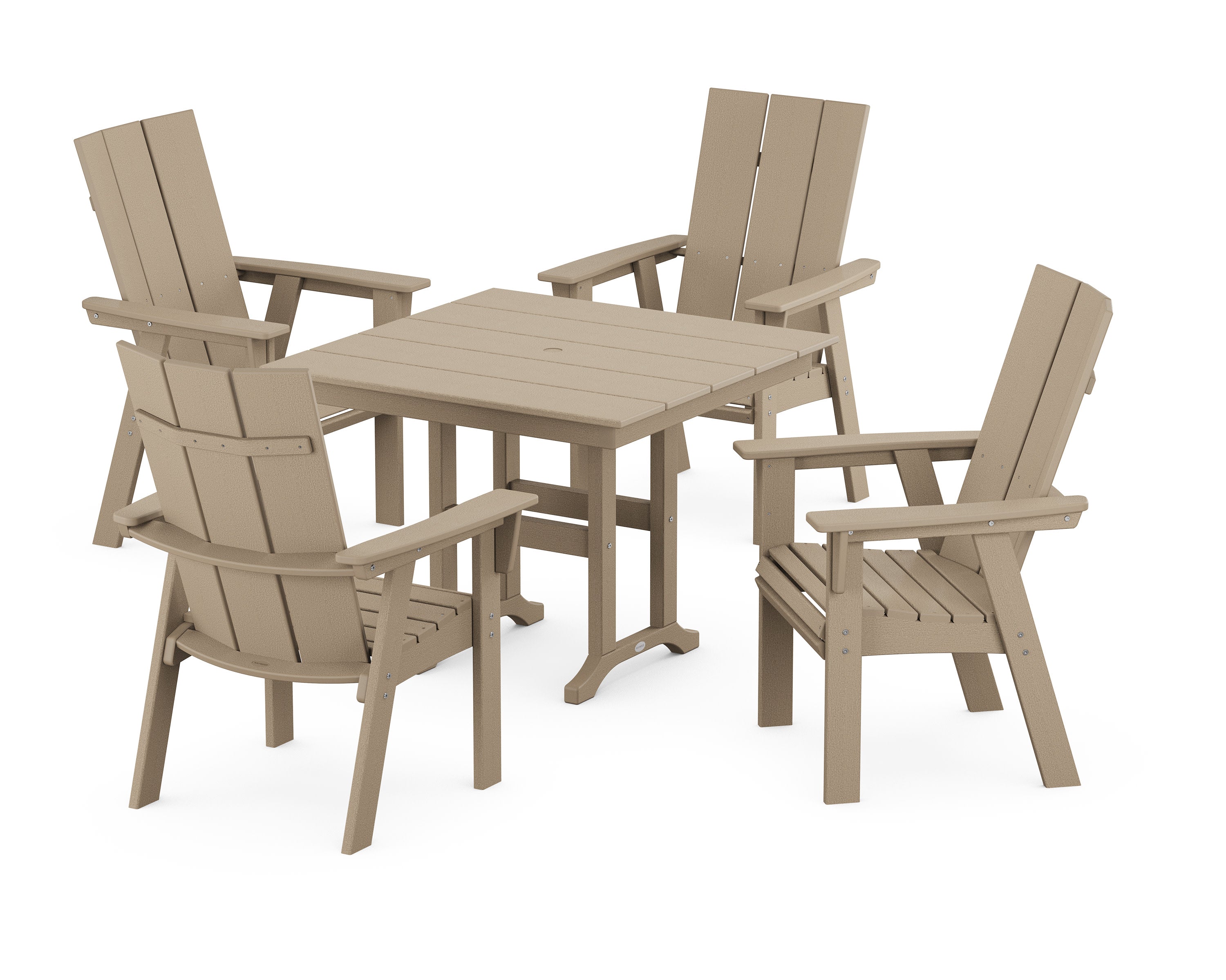 Modern Adirondack 5-Piece Farmhouse Dining Set in Vintage Sahara