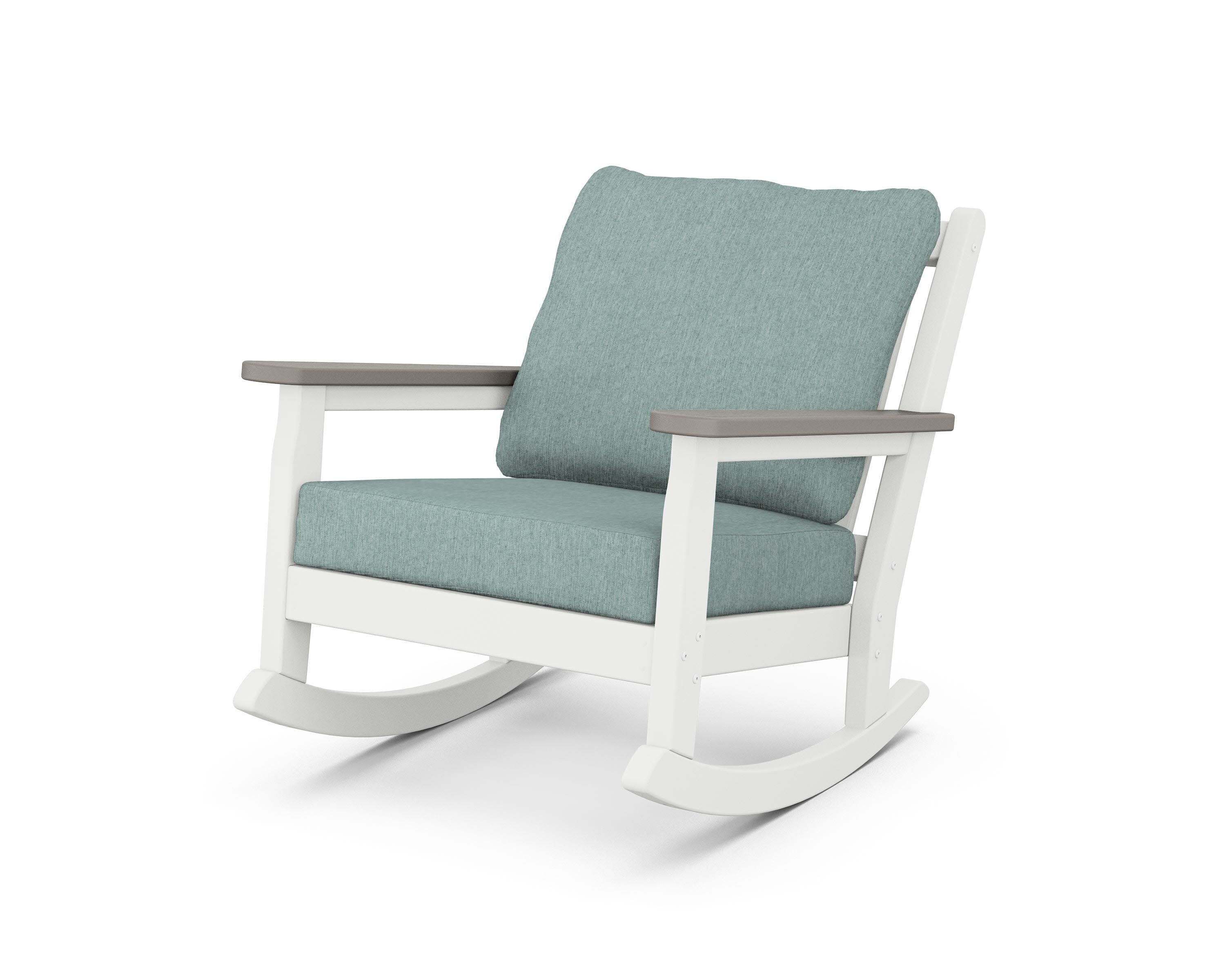 Chippendale Deep Seating Rocking Chair in White / Driftwood / Glacier Spa