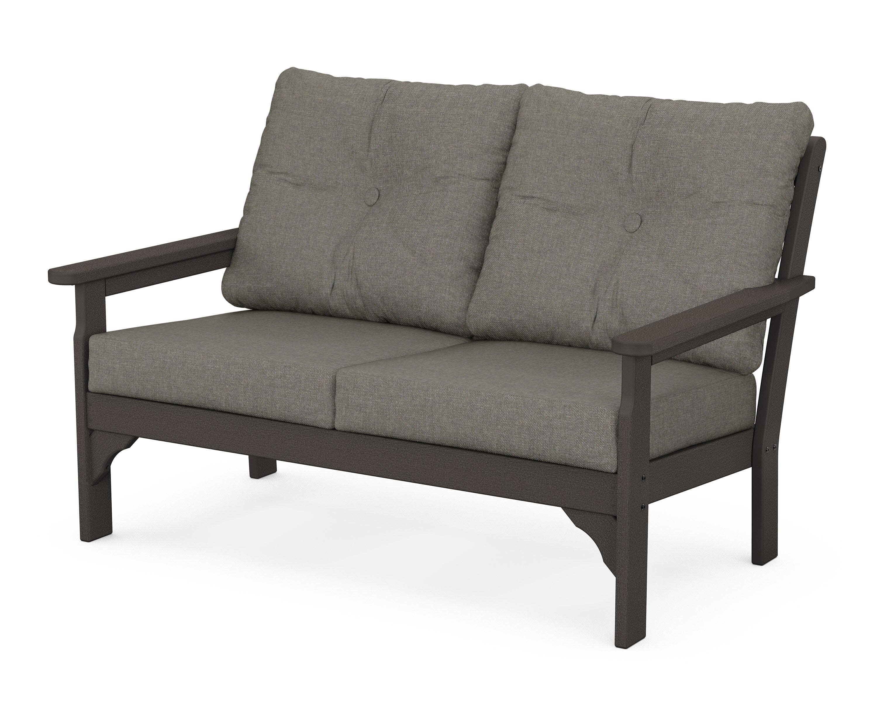 Vineyard Deep Seating Loveseat in Vintage Coffee / Blend Coal