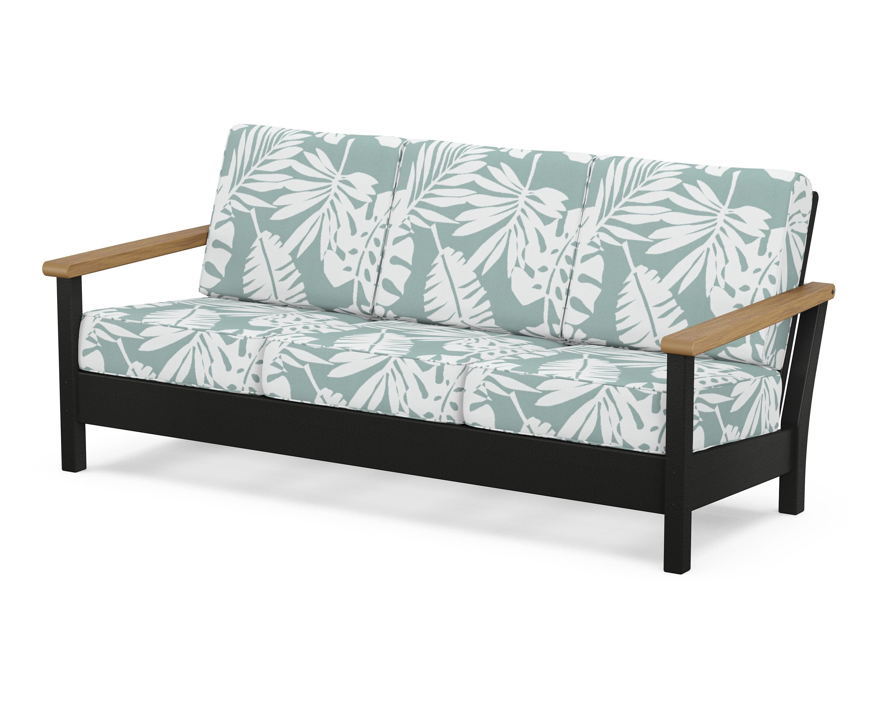 Harbour Deep Seating Sofa in Black / Natural / Leaf Glacier Spa