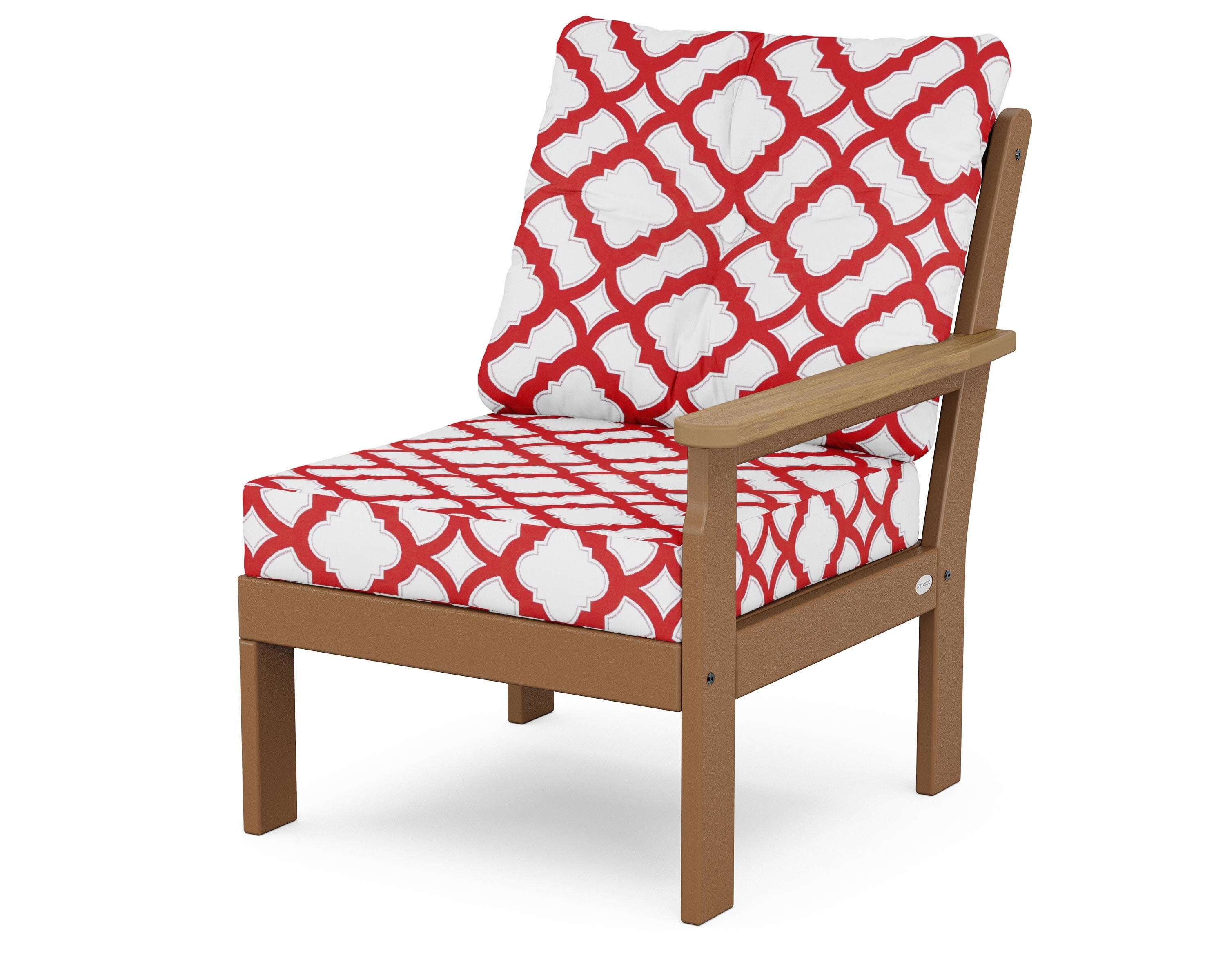 Vineyard Modular Right Arm Chair in Teak / Natural / Trellis Crimson