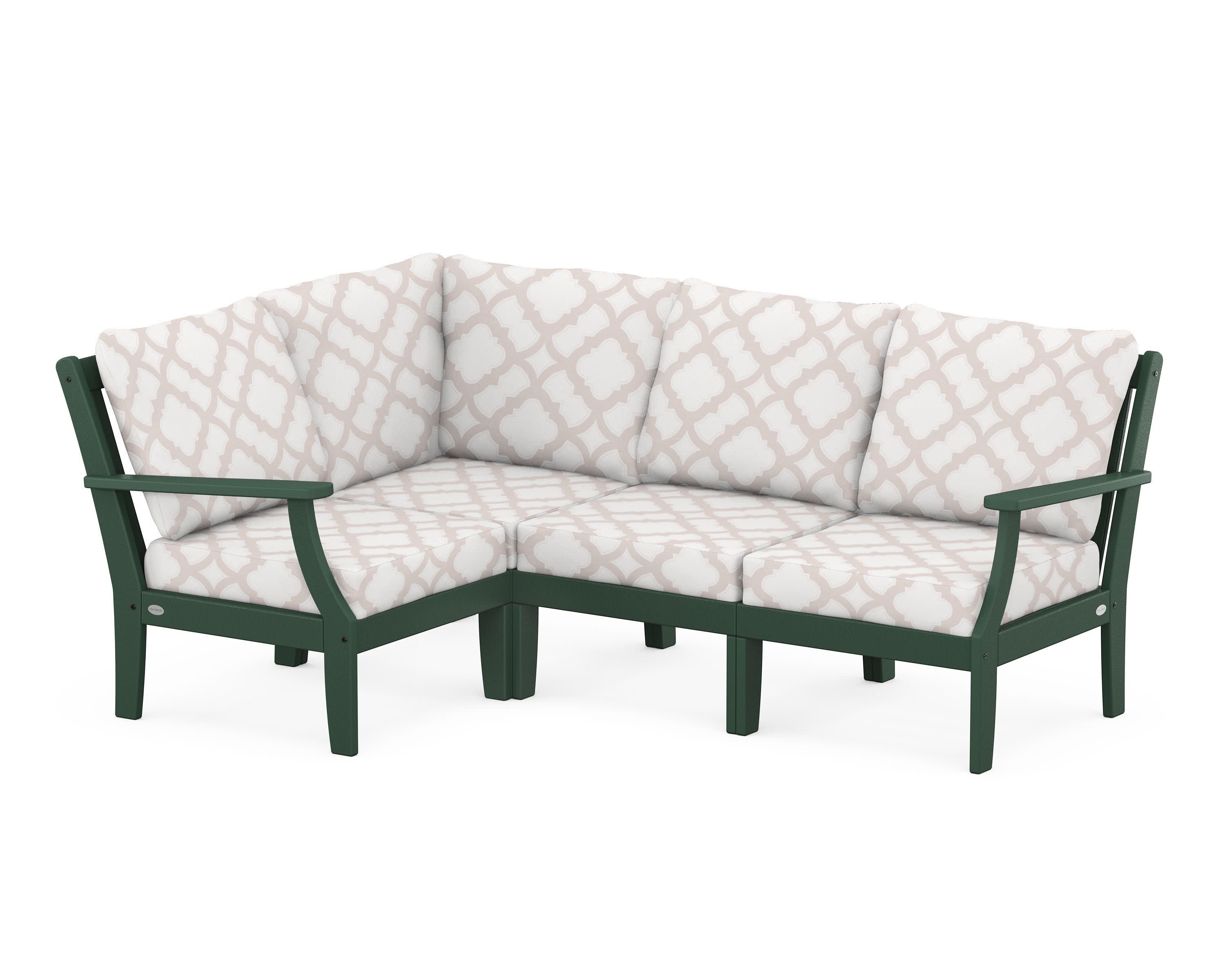 Braxton Modular 4-Piece Deep Seating Set in Green / Trellis Dune Burlap