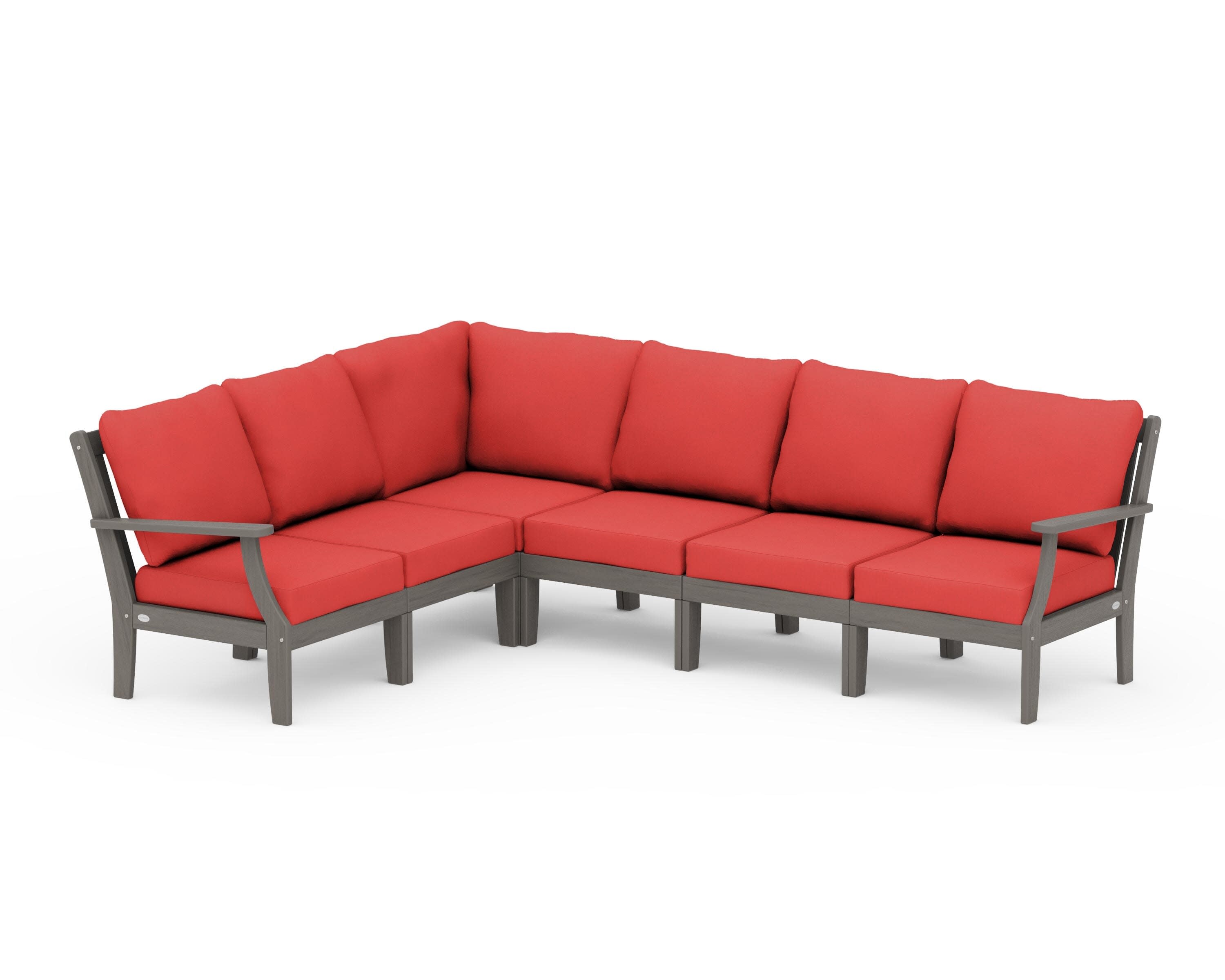 Braxton Modular 6-Piece Deep Seating Set in Driftwood / Crimson Linen
