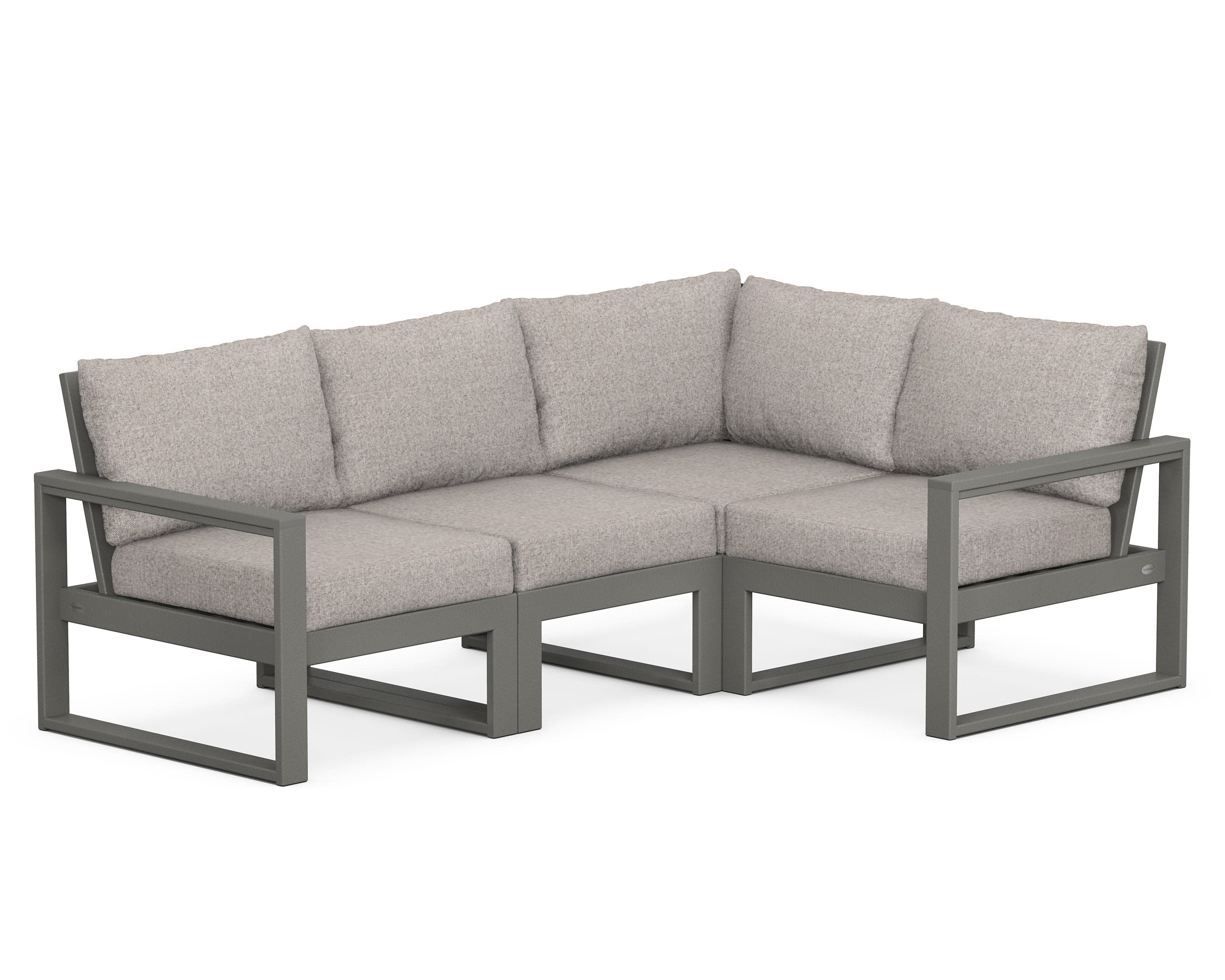 EDGE 4-Piece Modular Deep Seating Set in Slate Grey / Weathered Tweed
