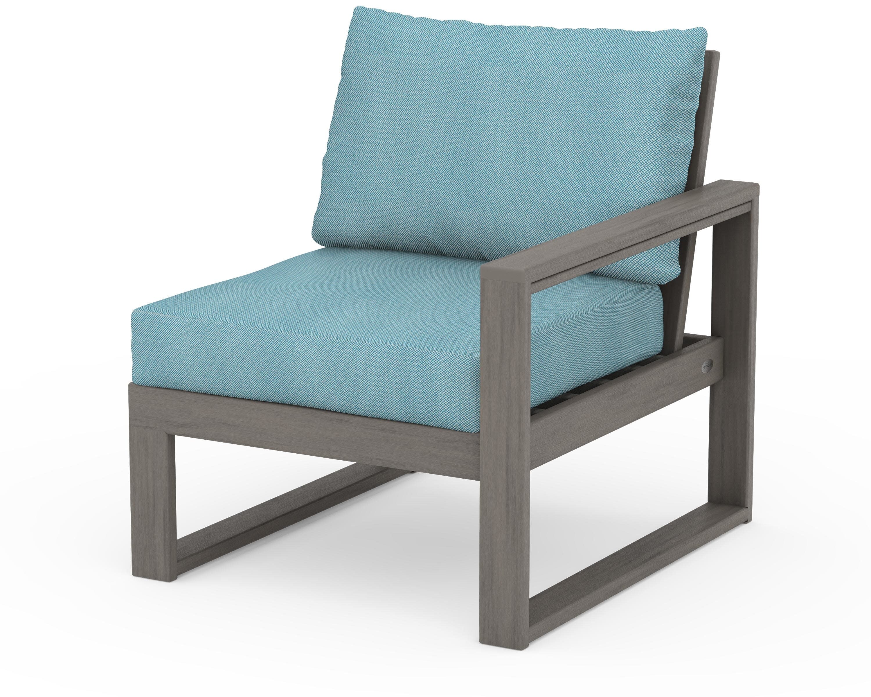 EDGE Modular Right Arm Chair in Driftwood / Lattice Sky Blue