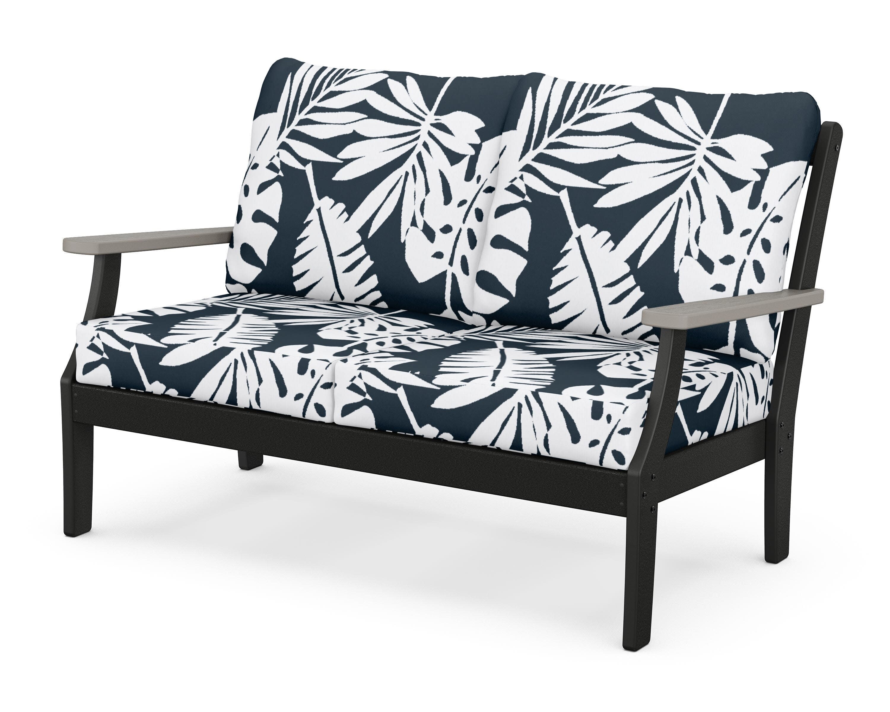 Braxton Deep Seating Loveseat in Black / Driftwood / Leaf Marine Indigo