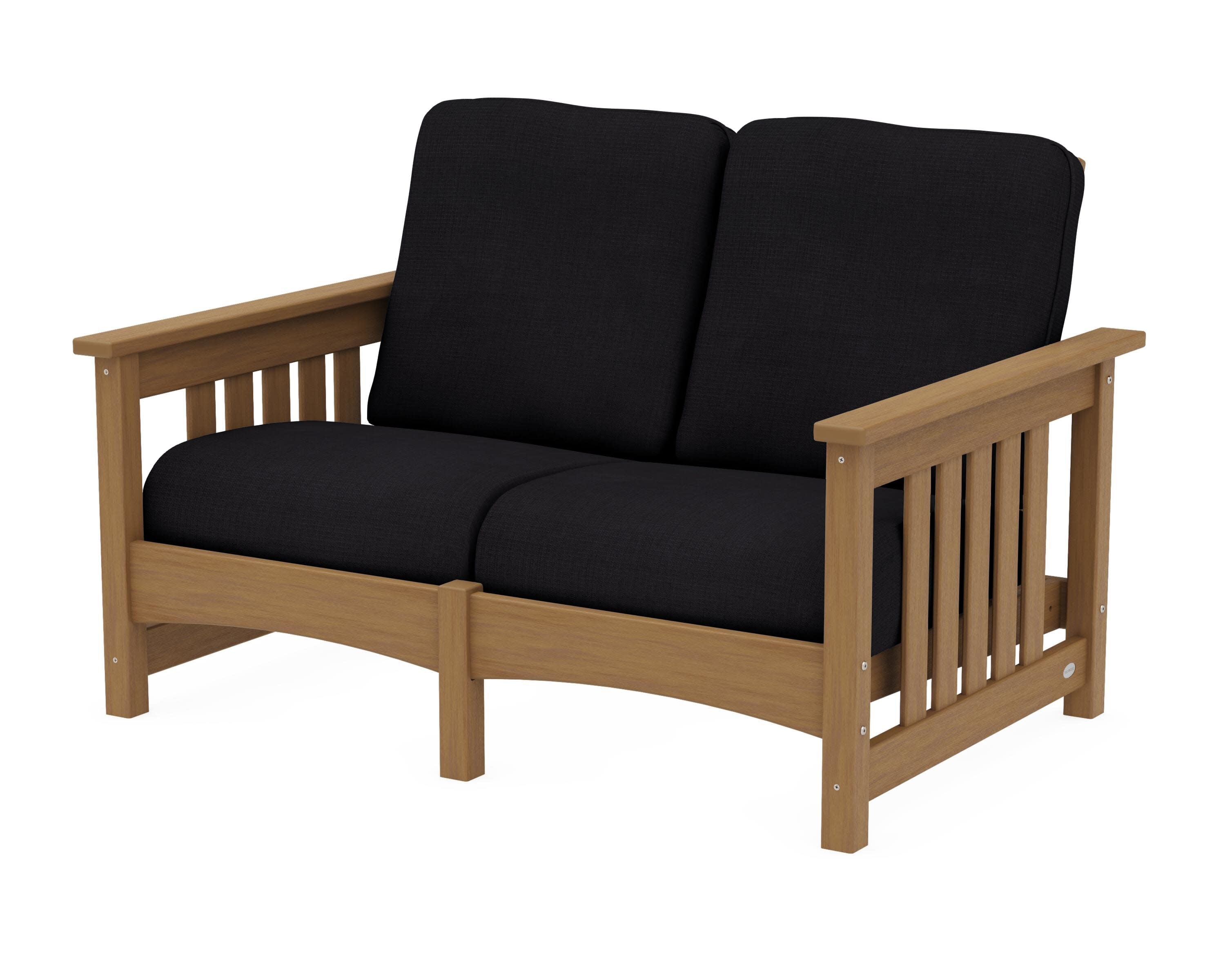 Club Mission Loveseat in Natural / Midnight Linen