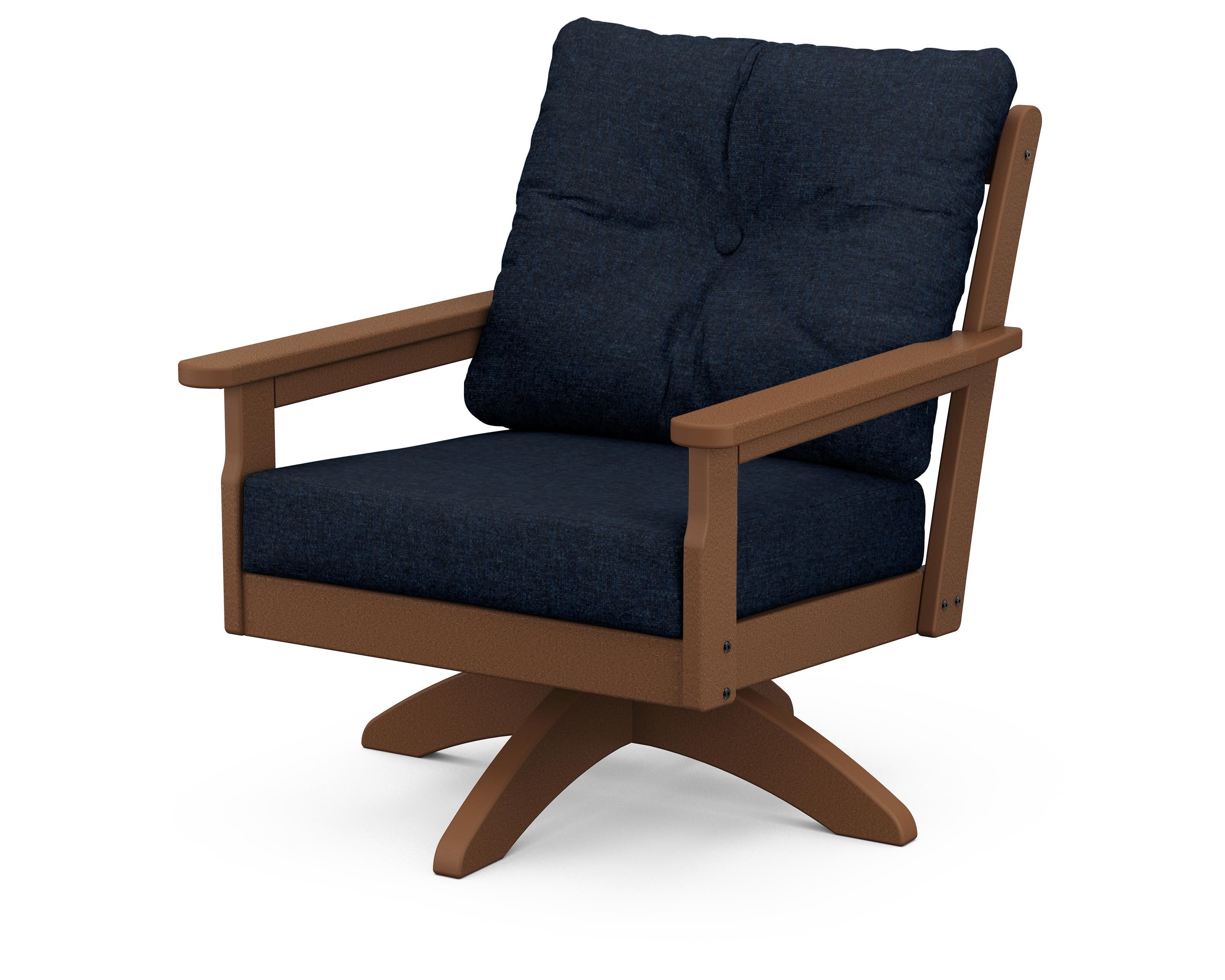 Vineyard Deep Seating Swivel Chair in Teak / Marine Indigo