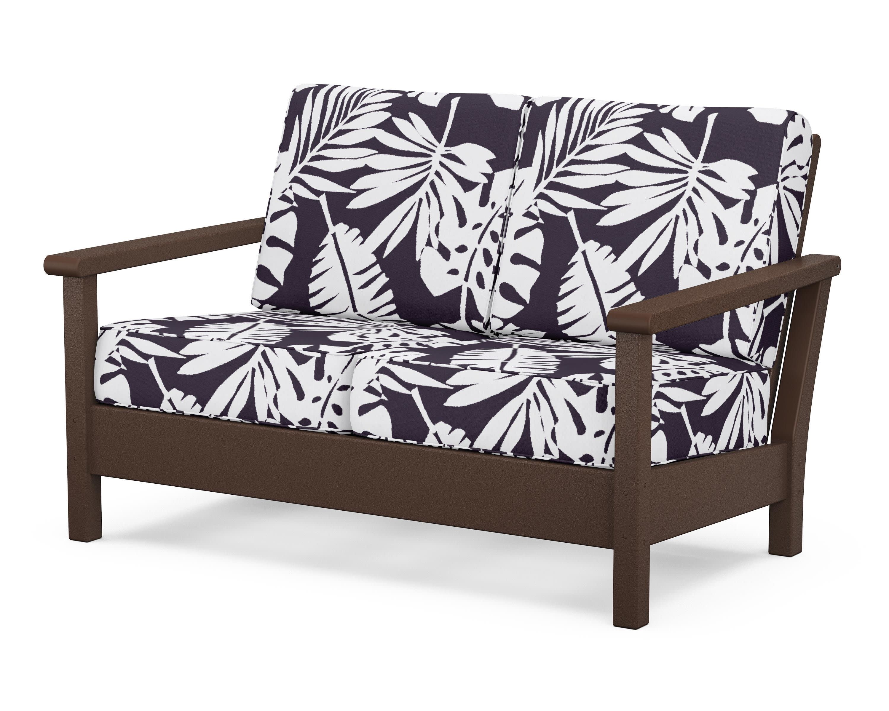 Harbour Deep Seating Loveseat in Mahogany / Leaf Navy