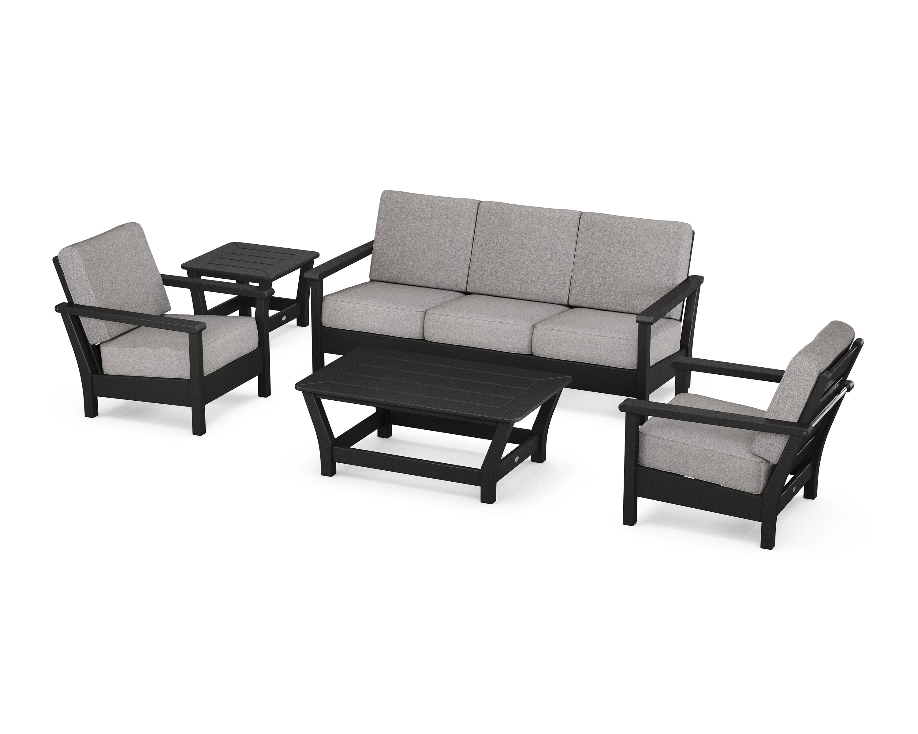 Harbour 5-Piece Deep Seating Set in Black / Grey Mist