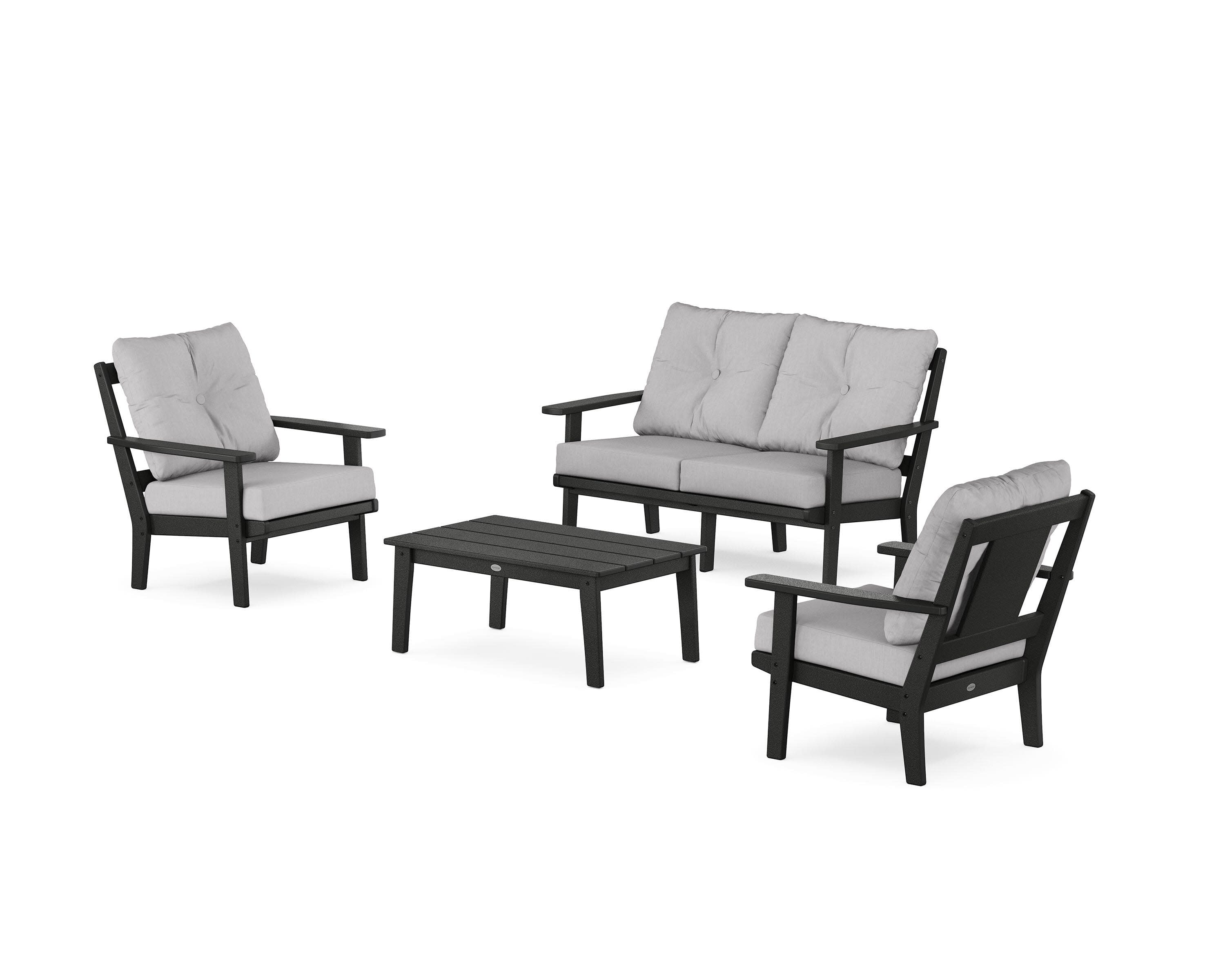 Prairie 4-Piece Deep Seating Set with Loveseat in Black / Granite