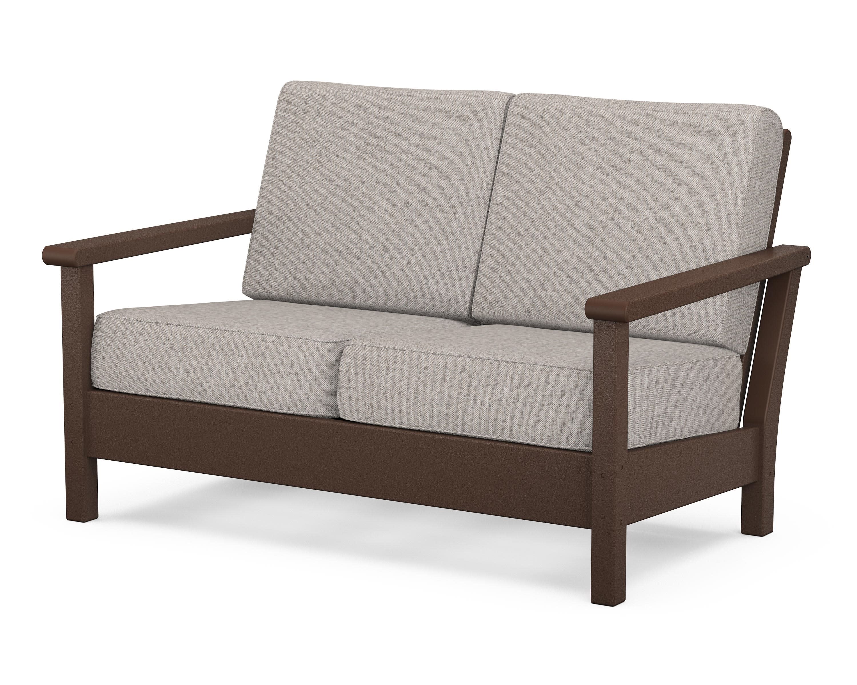 Harbour Deep Seating Loveseat in Mahogany / Weathered Tweed