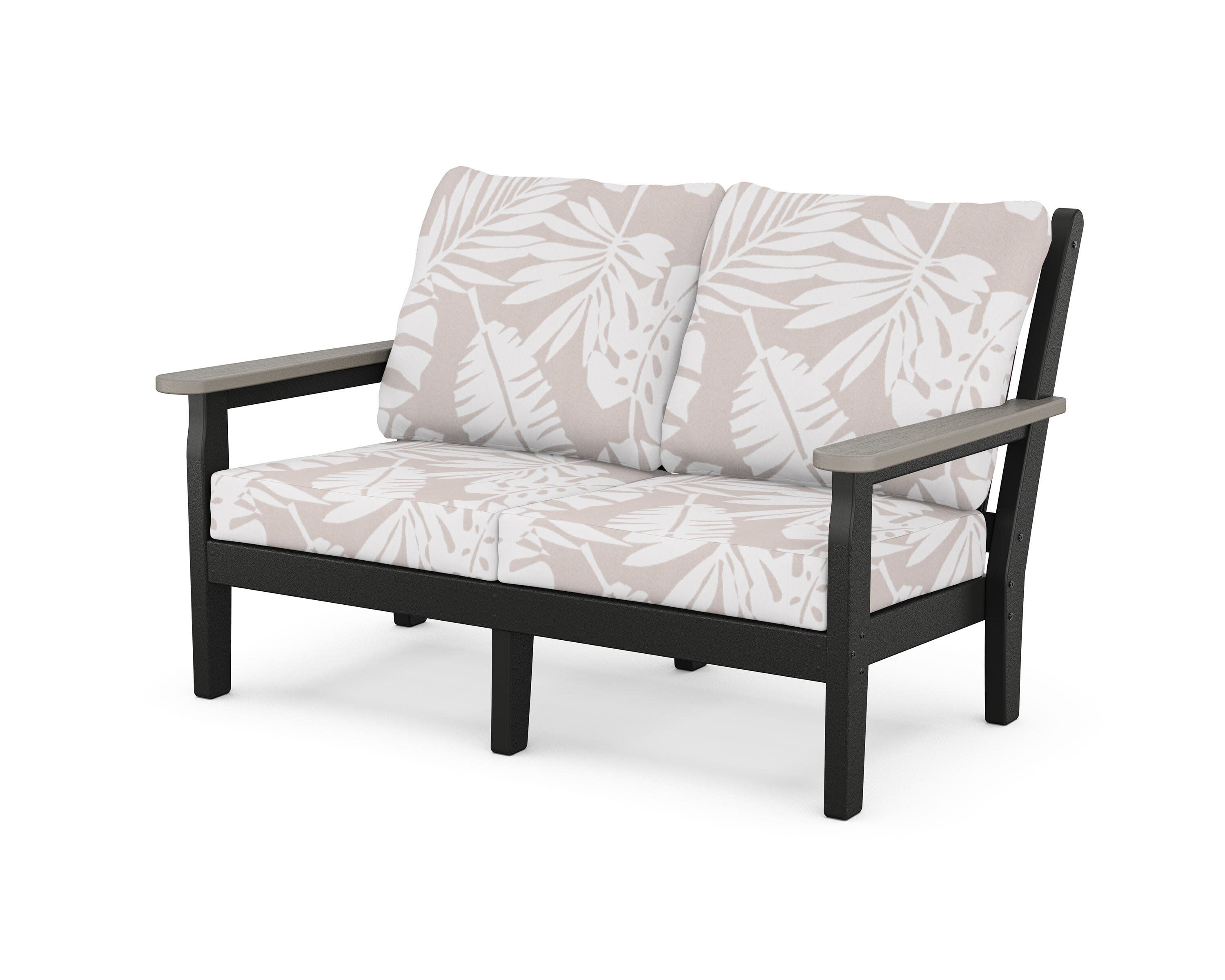 Chippendale Deep Seating Loveseat in Black / Driftwood / Leaf Dune Burlap