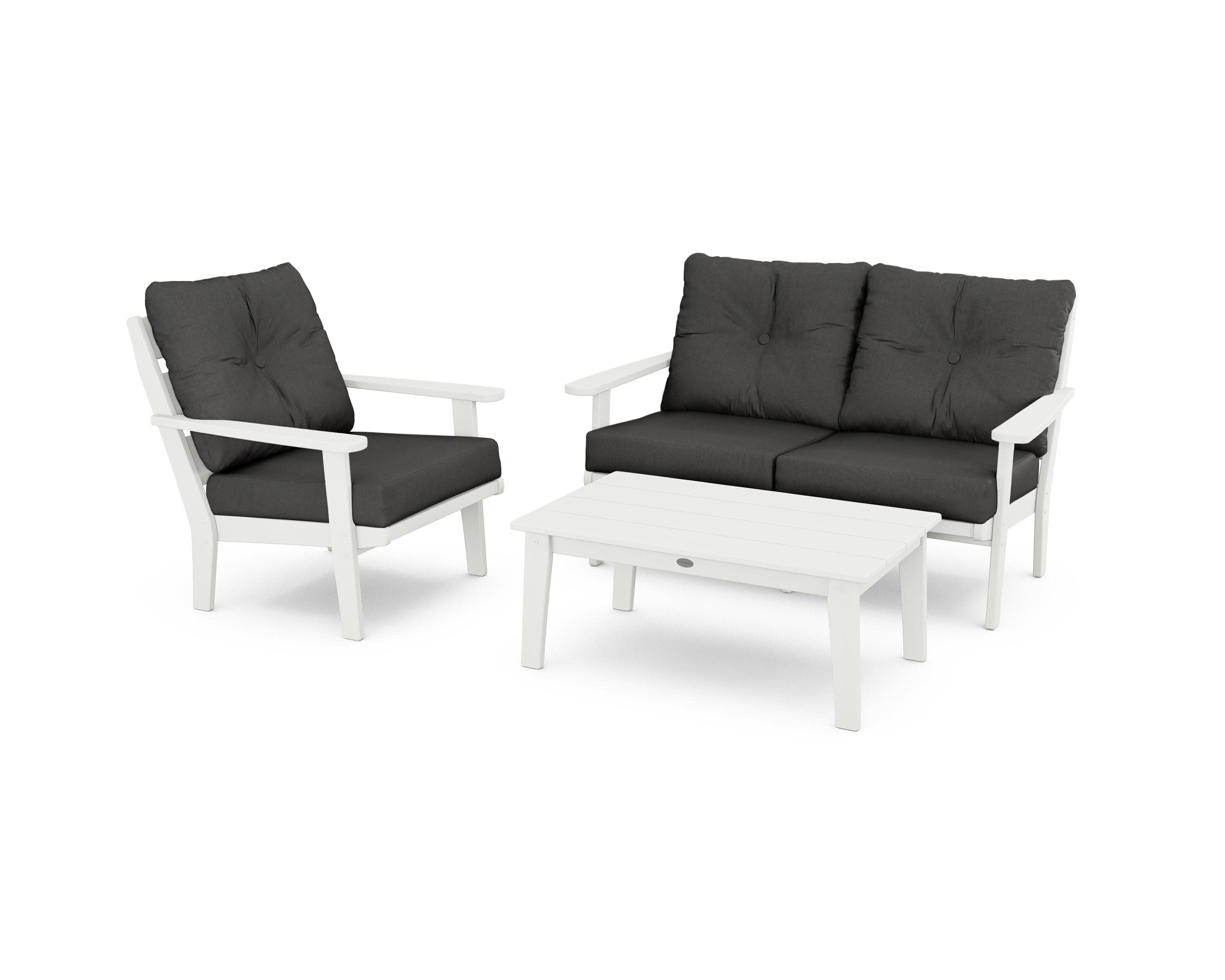 Lakeside 3-Piece Deep Seating Set in Vintage White / Spectrum Carbon