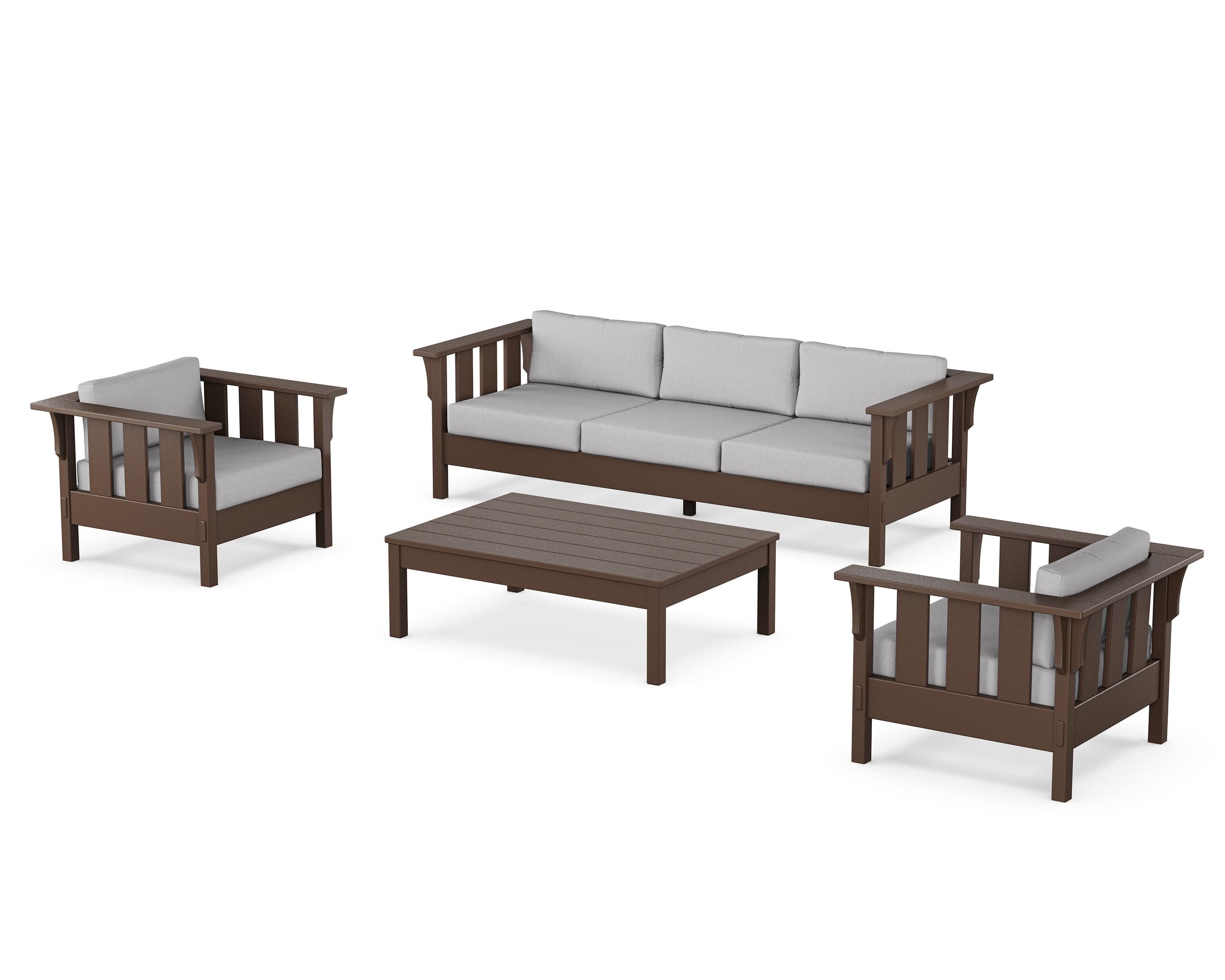 Acadia 4-Piece Deep Seating Set with Sofa in Mahogany / Granite