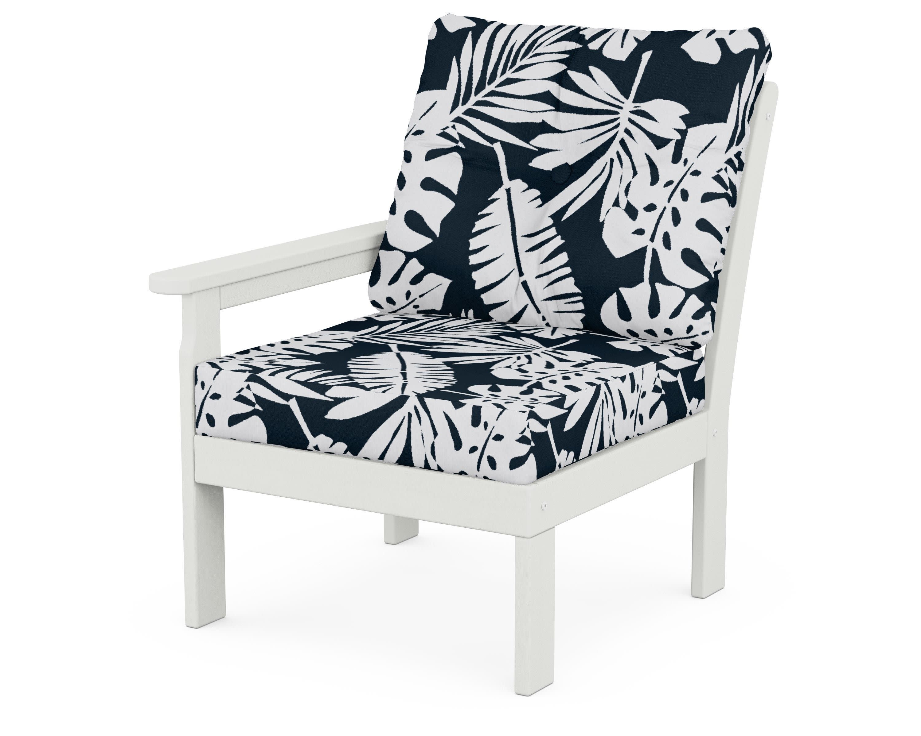 Vineyard Modular Left Arm Chair in Vintage White / Leaf Marine Indigo