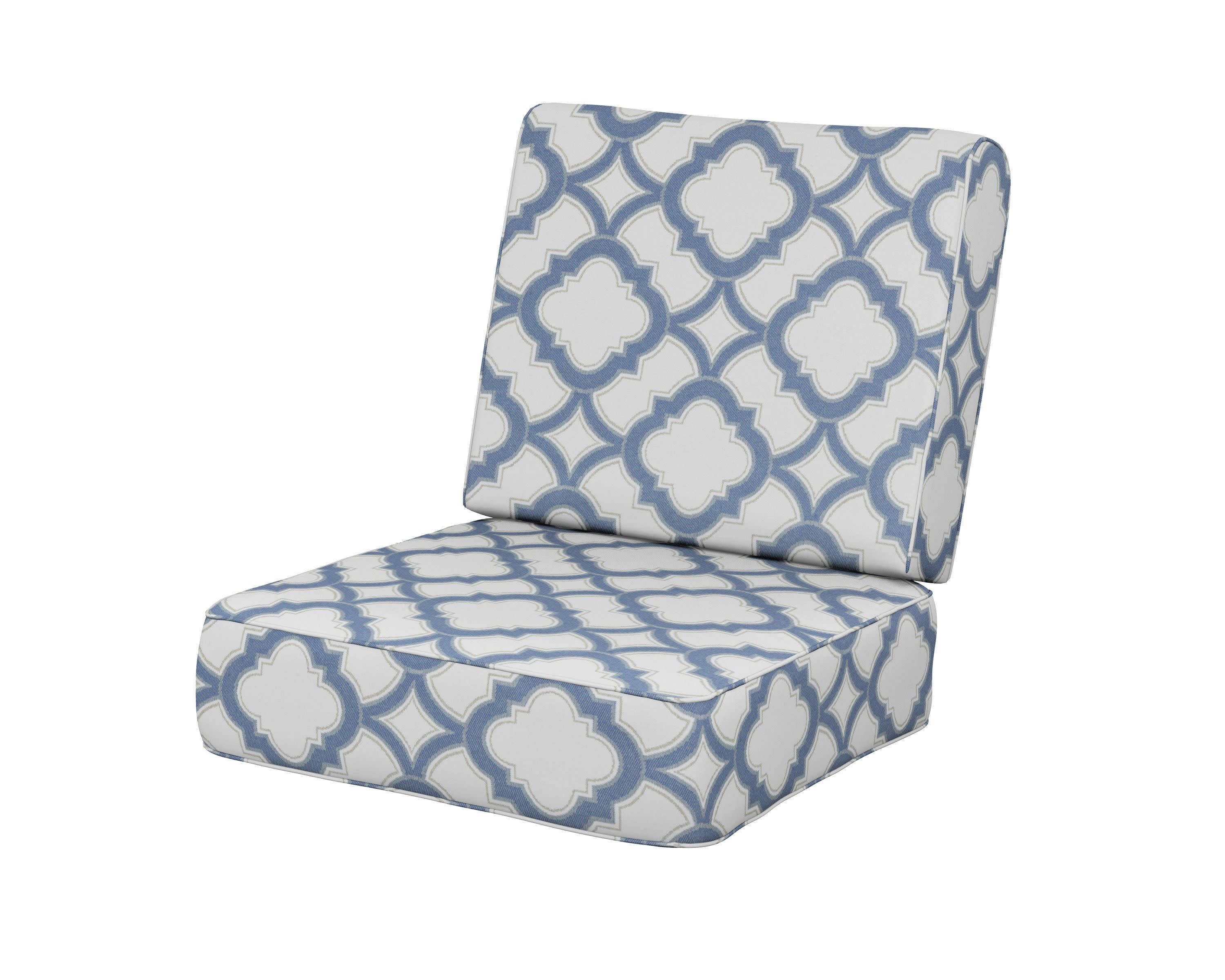 Ateeva Harbour Seat and Back Cushion in Trellis Sky Blue