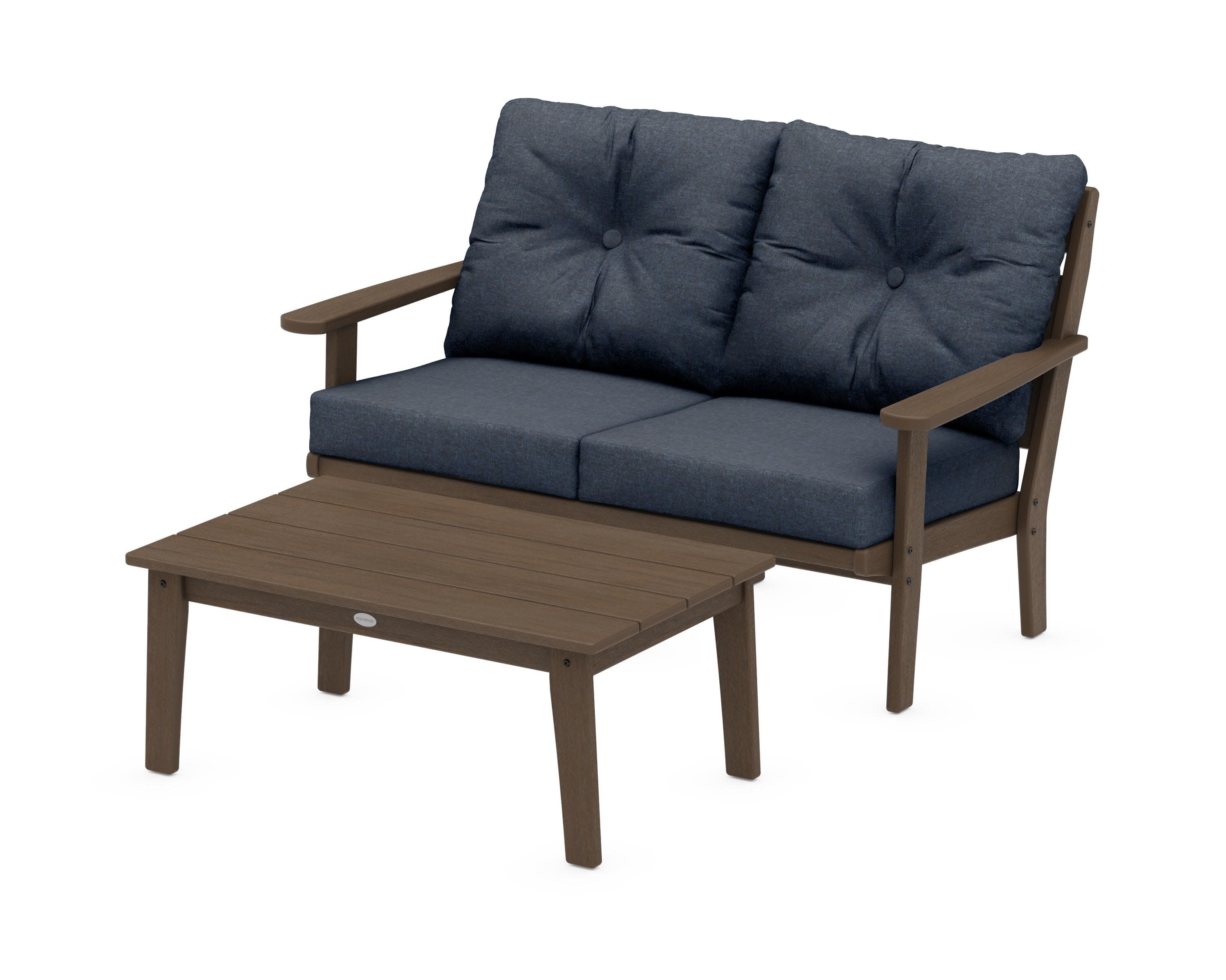 Lakeside 2-Piece Lounge Loveseat Set in Kona / Marine Indigo
