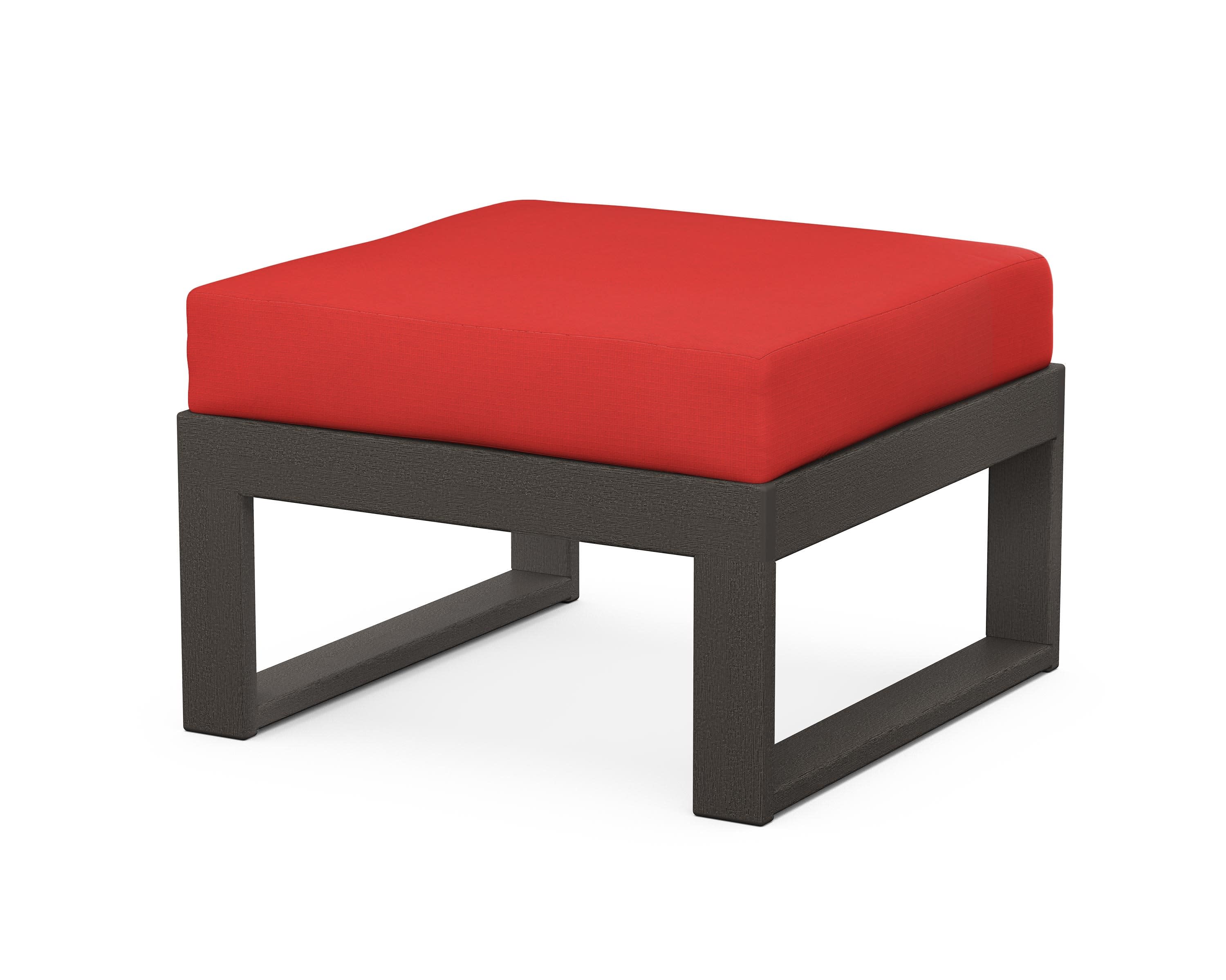 Modular Ottoman - Modern in Vintage Coffee / Crimson Linen