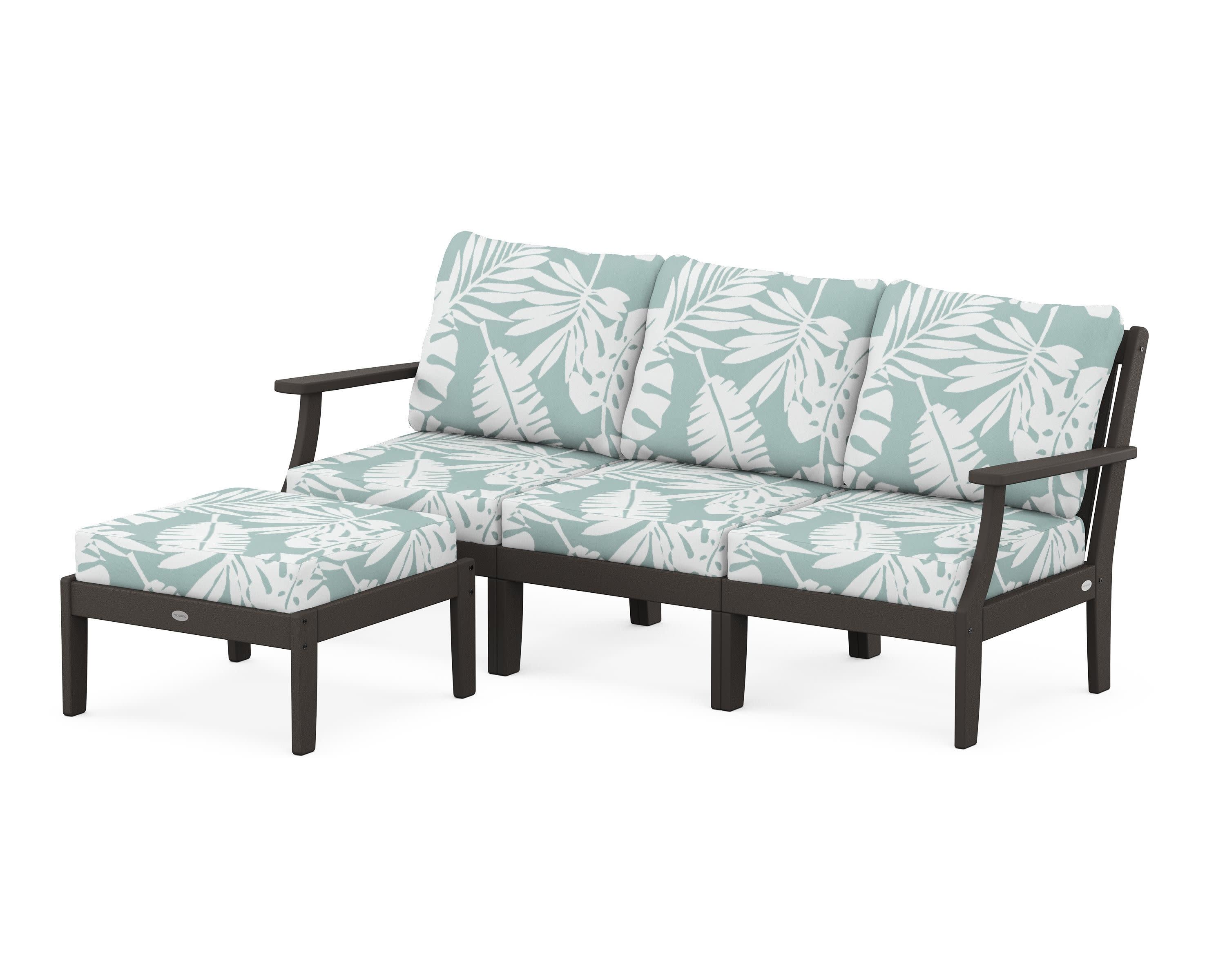 Braxton Modular 4-Piece Deep Seating Set with Ottoman in Vintage Coffee / Leaf Glacier Spa