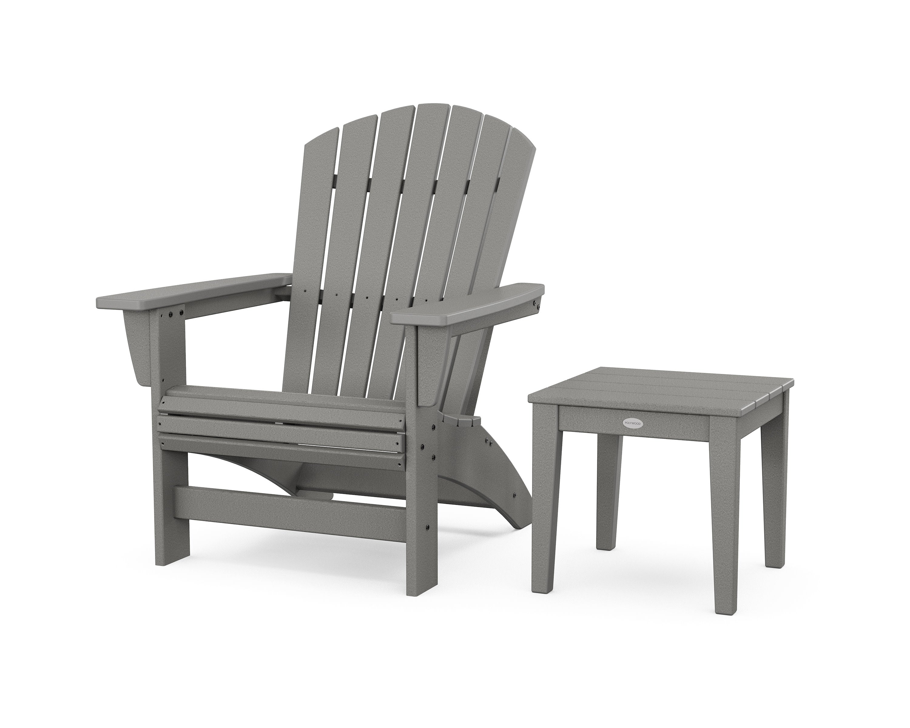Nautical Grand Adirondack Chair with Side Table in Slate Grey