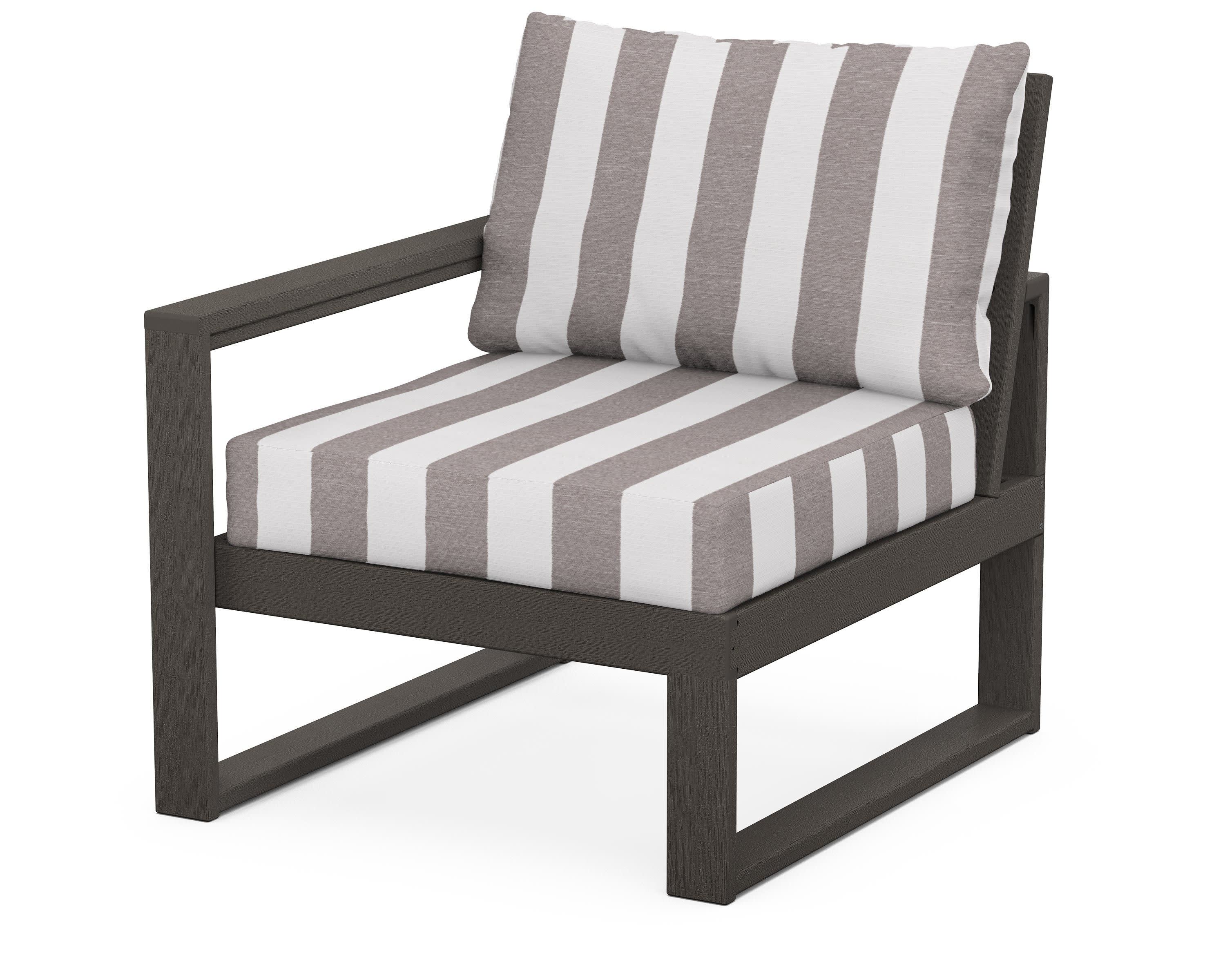 EDGE Modular Left Arm Chair in Vintage Coffee / Cabana Stripe Grey Mist
