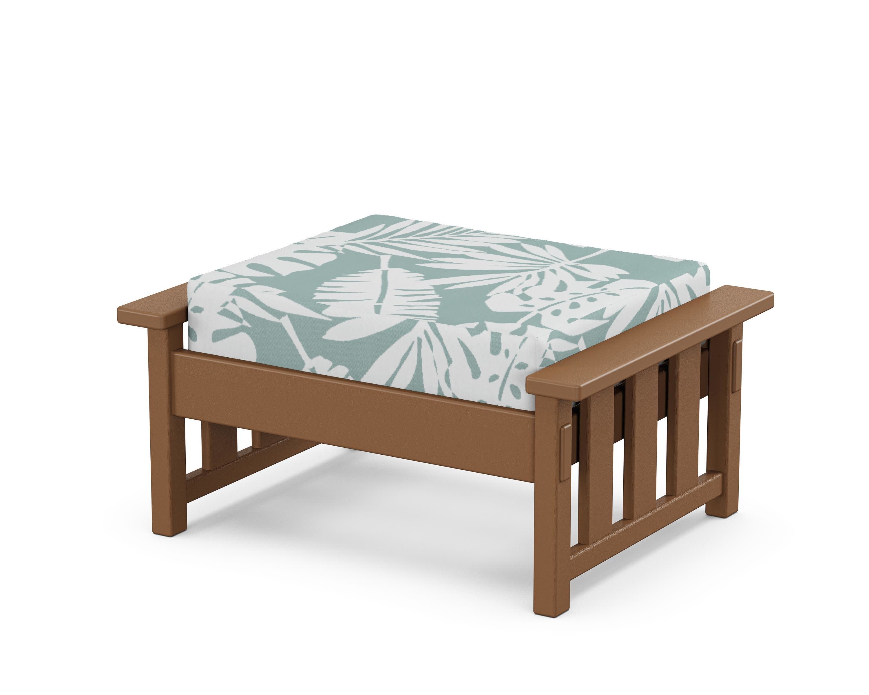 Acadia Deep Seating Ottoman in Teak / Leaf Glacier Spa