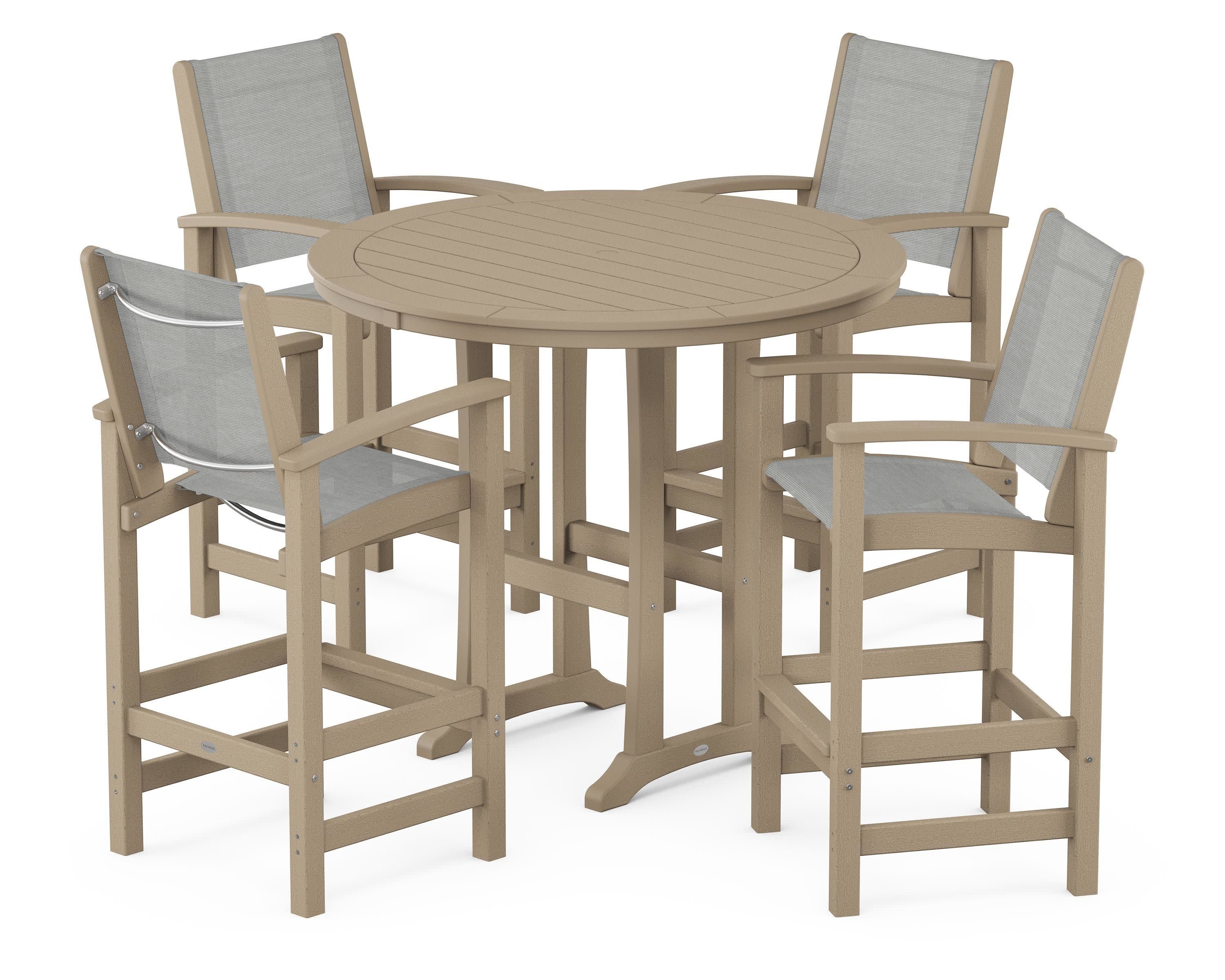 Coastal 5-Piece Nautical Trestle Bar Set in Vintage Sahara / Metallic Sling