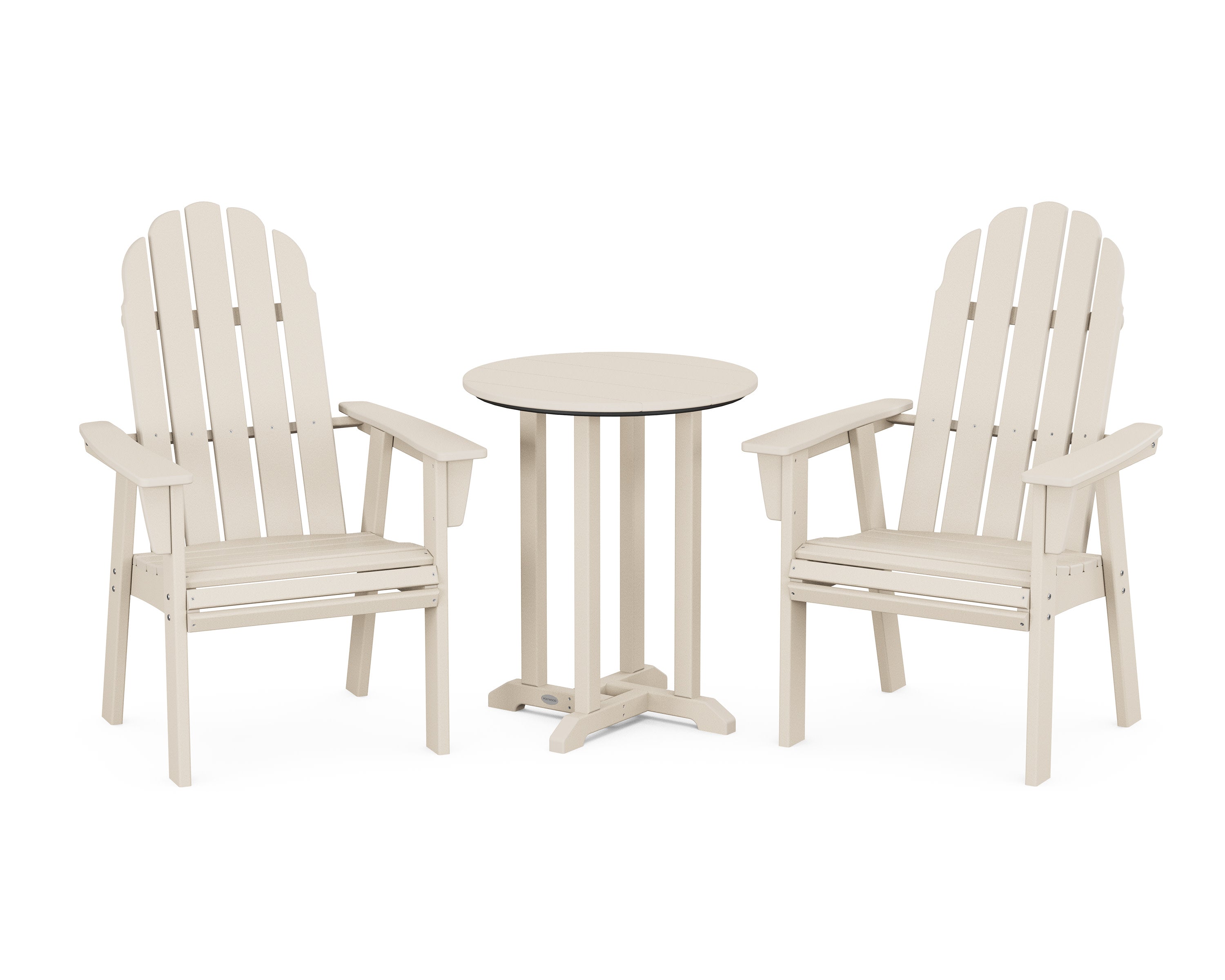 Vineyard Adirondack 3-Piece Round Bistro Dining Set in Sand