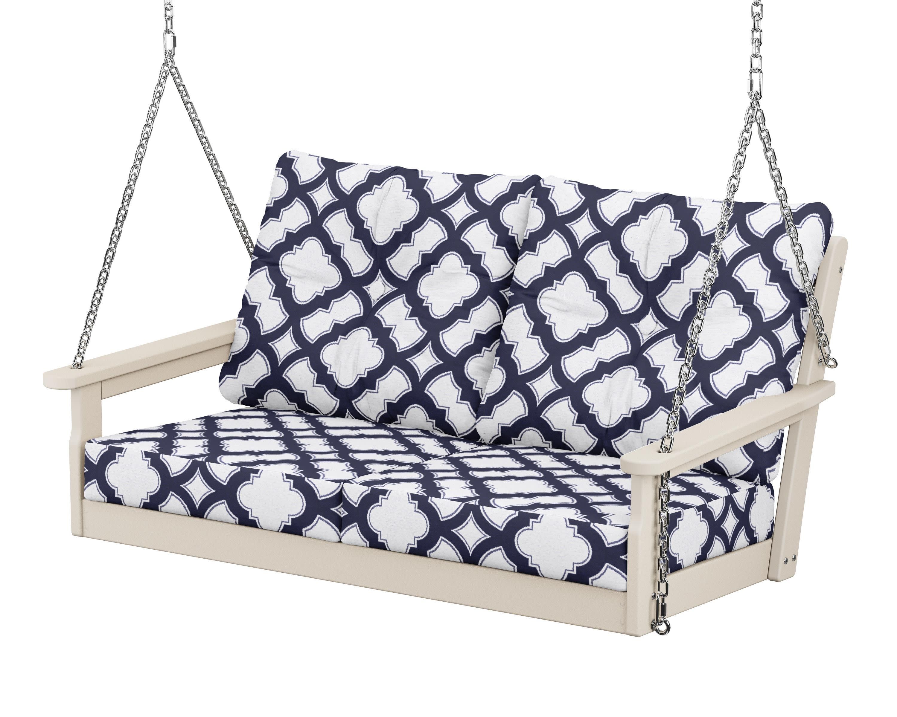 Vineyard Deep Seating Swing in Sand / Trellis Navy
