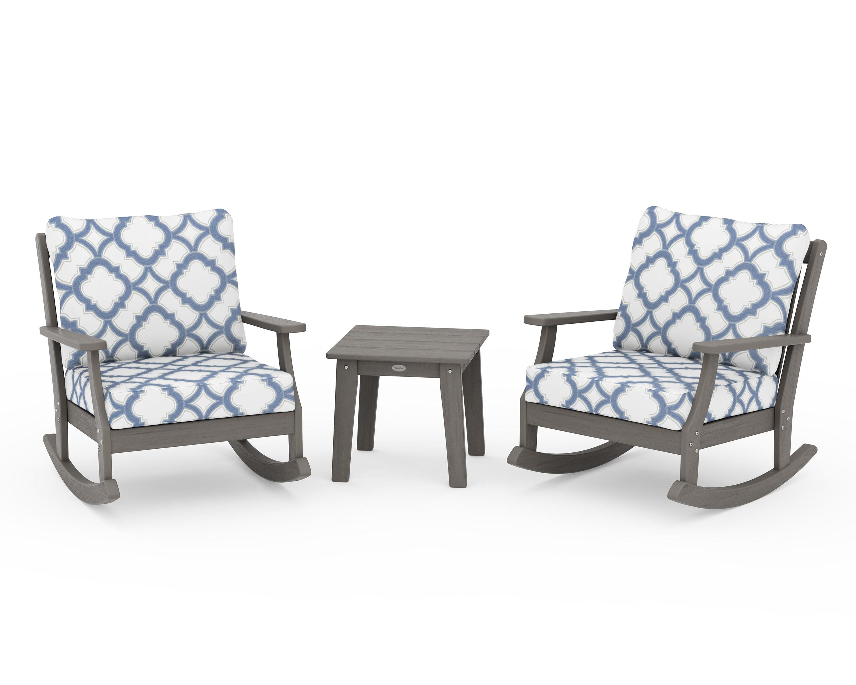Braxton 3-Piece Deep Seating Rocker Set in Driftwood / Trellis Sky Blue