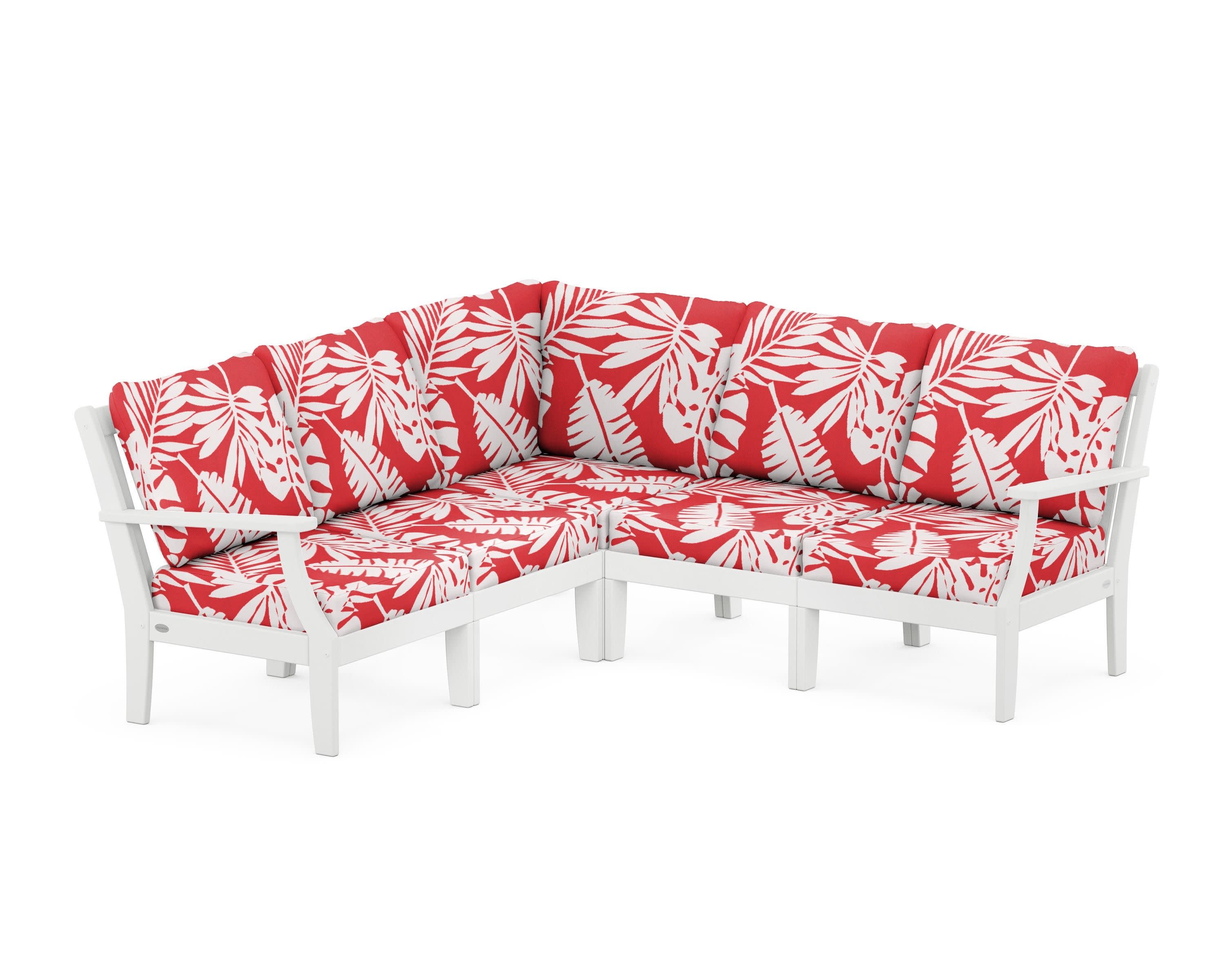 Braxton Modular 5-Piece Deep Seating Set in White / Leaf Crimson