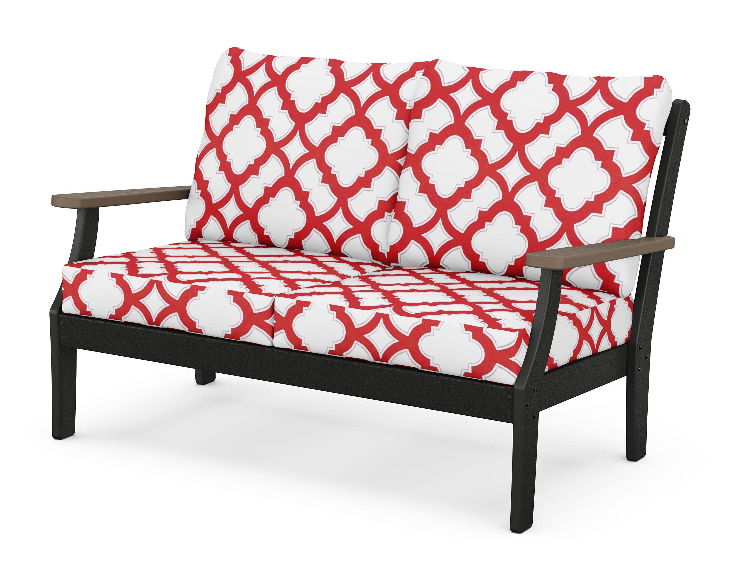Braxton Deep Seating Loveseat in Black / Kona / Trellis Crimson