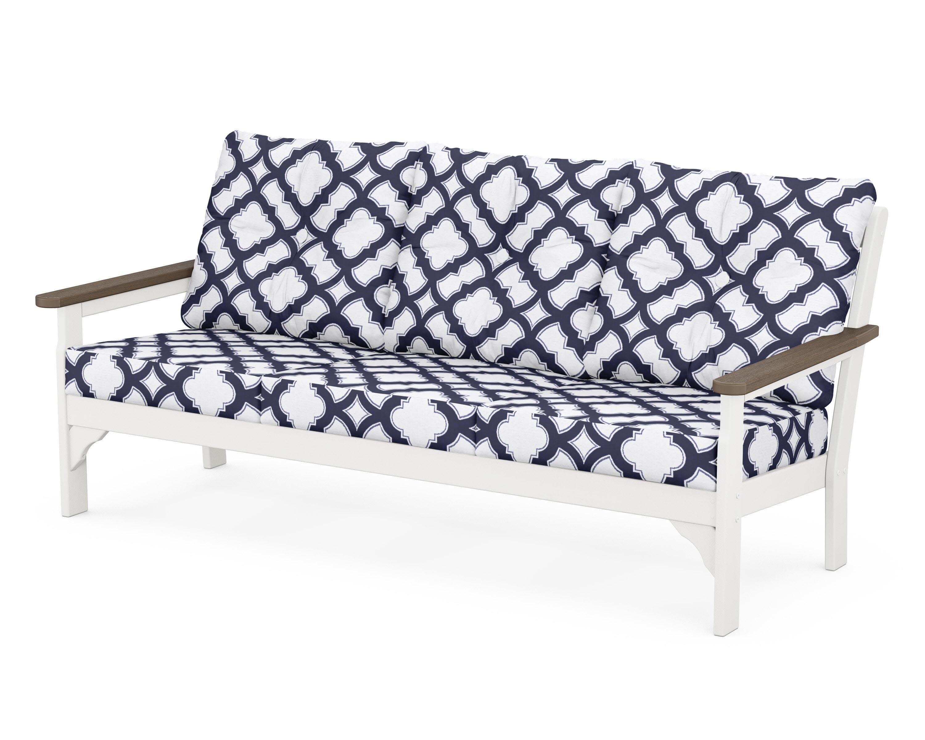 Vineyard Deep Seating Sofa in White / Kona / Trellis Navy