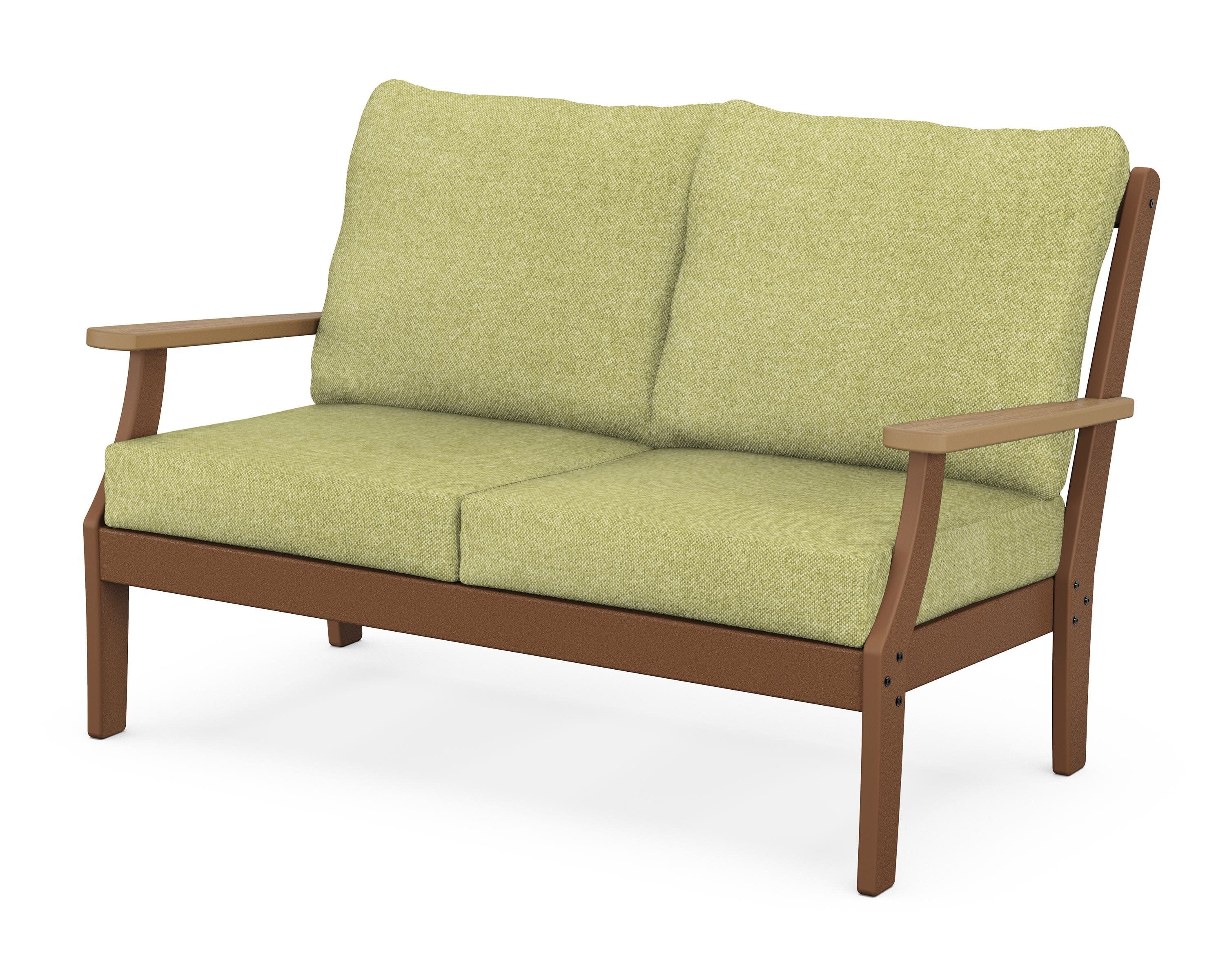 Braxton Deep Seating Loveseat in Teak / Natural / Chartreuse Boucle