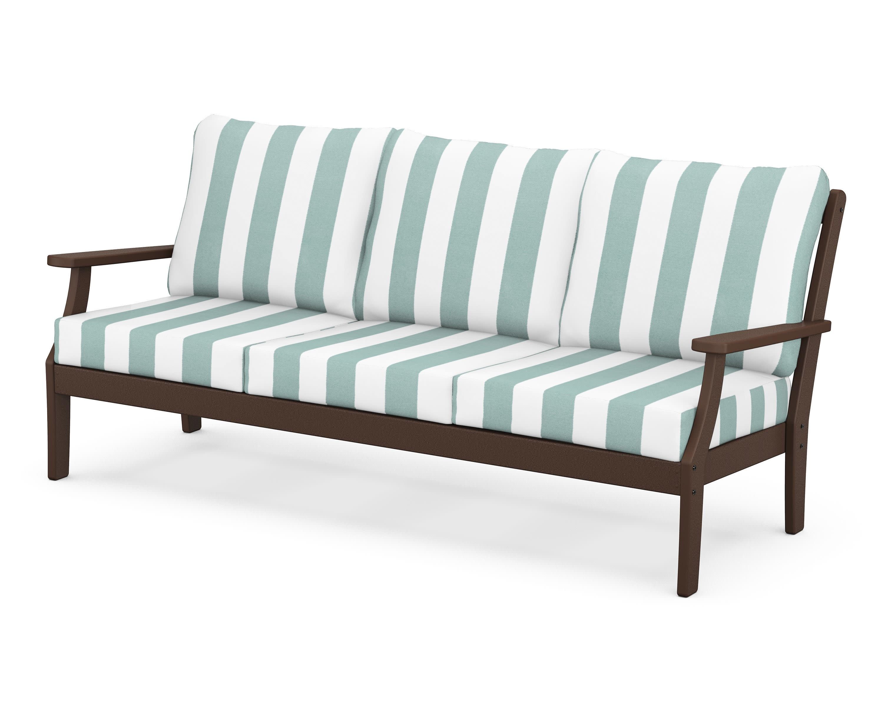 Braxton Deep Seating Sofa in Mahogany / Cabana Stripe Glacier Spa