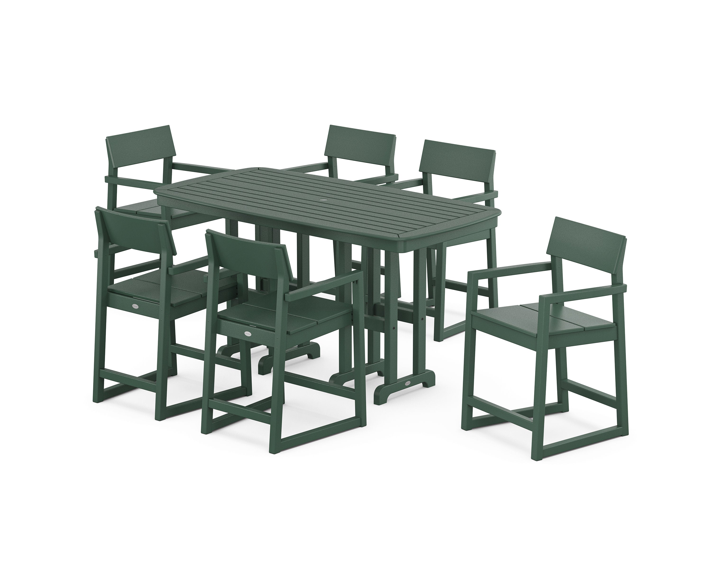 EDGE Arm Chair 7-Piece Counter Set in Green