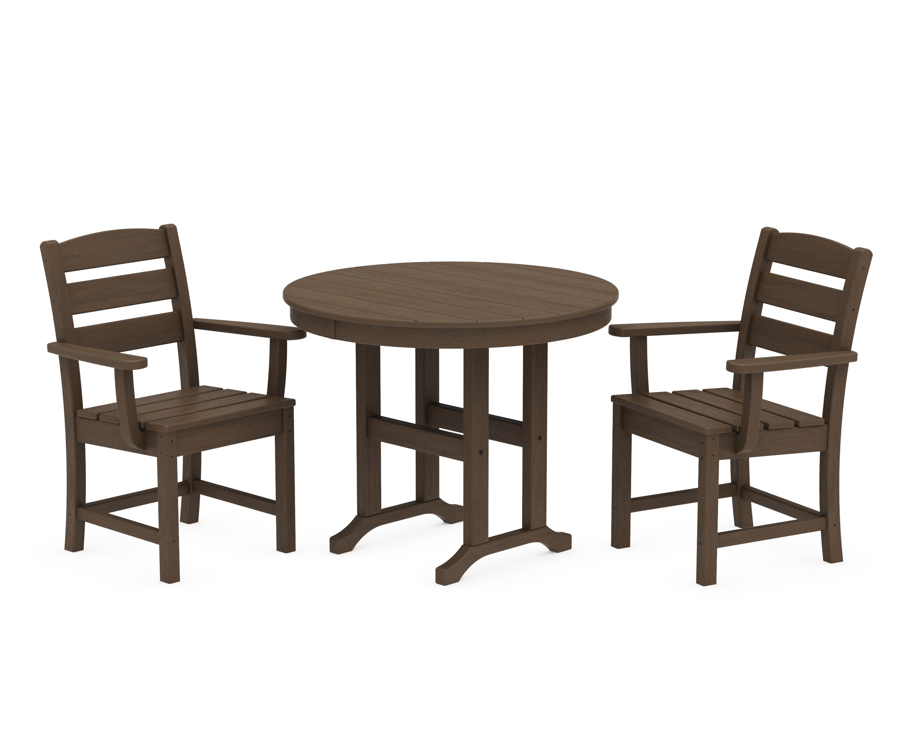 Lakeside 3-Piece Round Dining Set in Kona